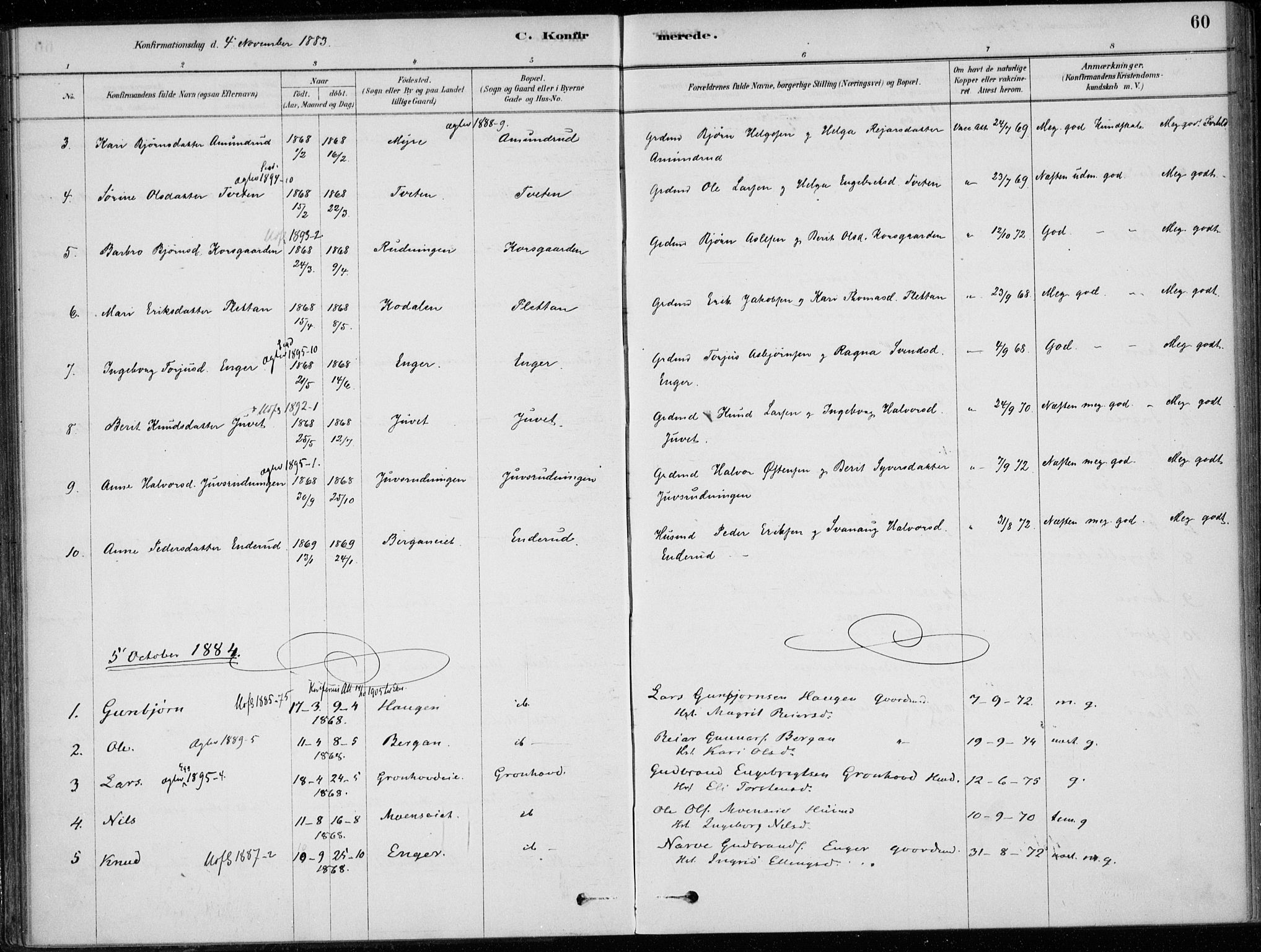 Sigdal kirkebøker, SAKO/A-245/F/Fc/L0001: Parish register (official) no. III 1, 1879-1893, p. 60