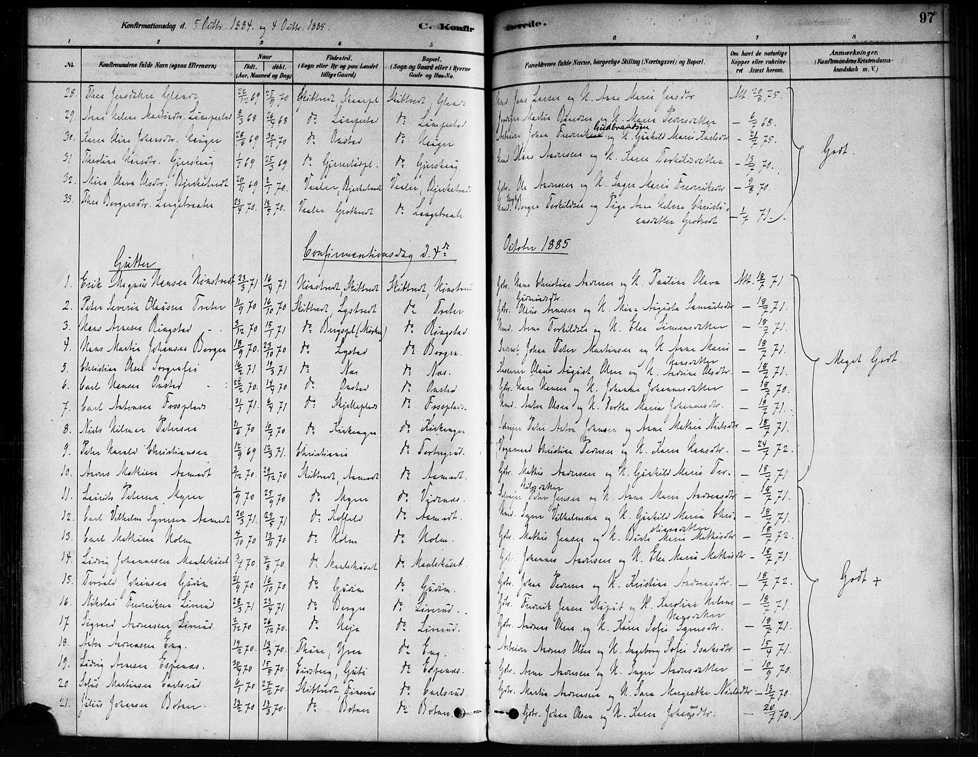 Skiptvet prestekontor Kirkebøker, AV/SAO-A-20009/F/Fa/L0009: Parish register (official) no. 9, 1878-1900, p. 97