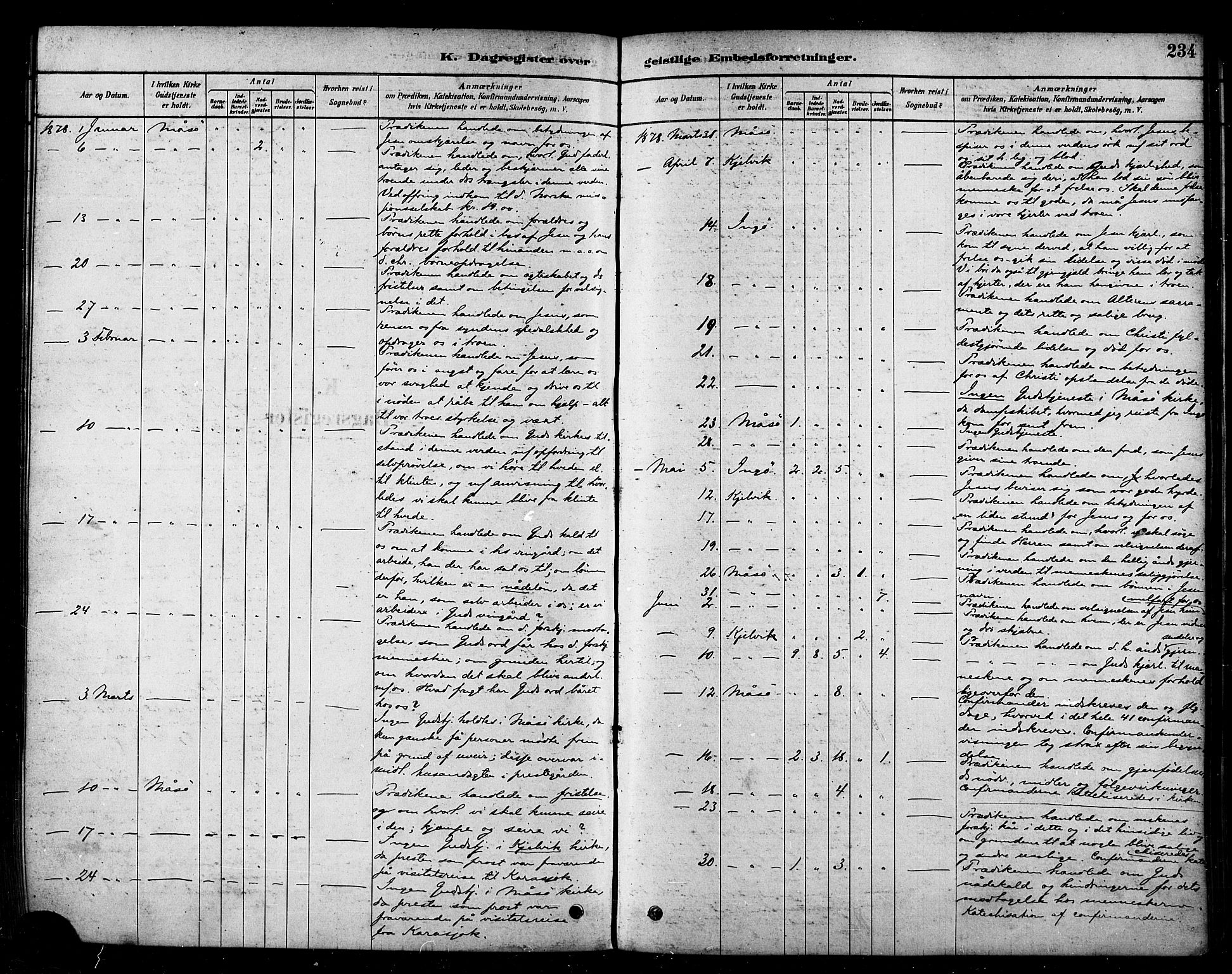 Måsøy sokneprestkontor, AV/SATØ-S-1348/H/Ha/L0004kirke: Parish register (official) no. 4, 1878-1891, p. 234