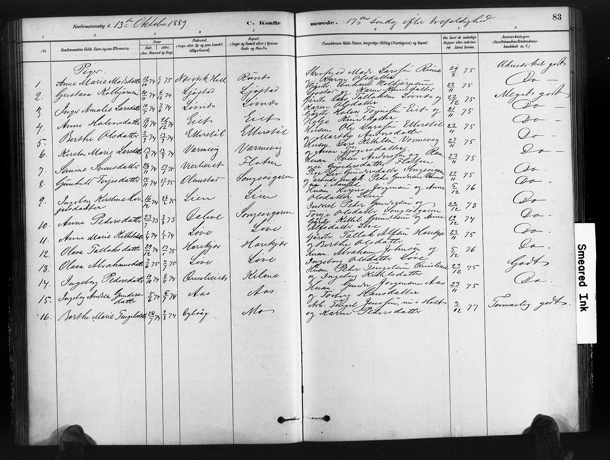 Gjerstad sokneprestkontor, SAK/1111-0014/F/Fa/Fab/L0004: Parish register (official) no. A 4, 1879-1890, p. 83