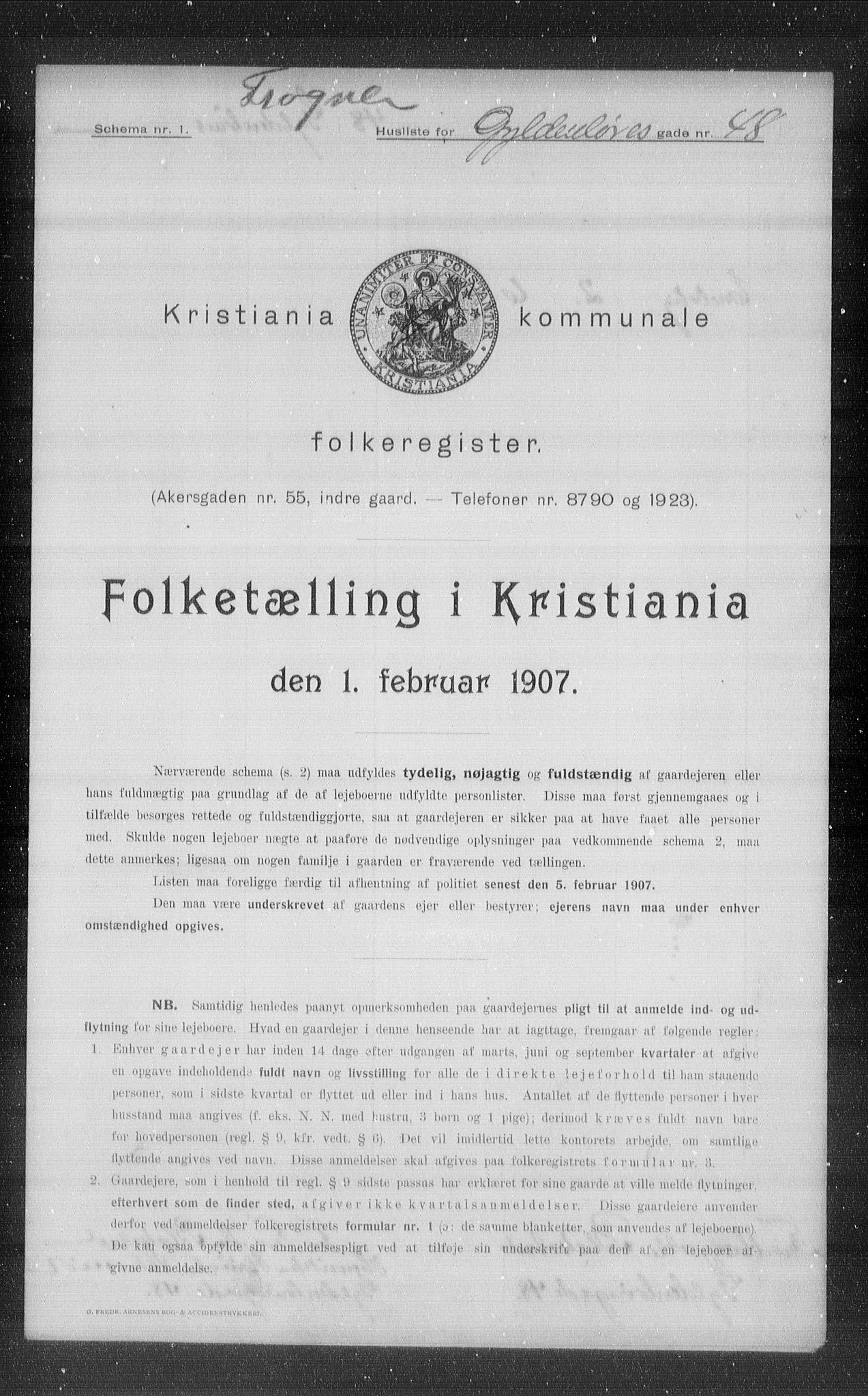 OBA, Municipal Census 1907 for Kristiania, 1907, p. 16744