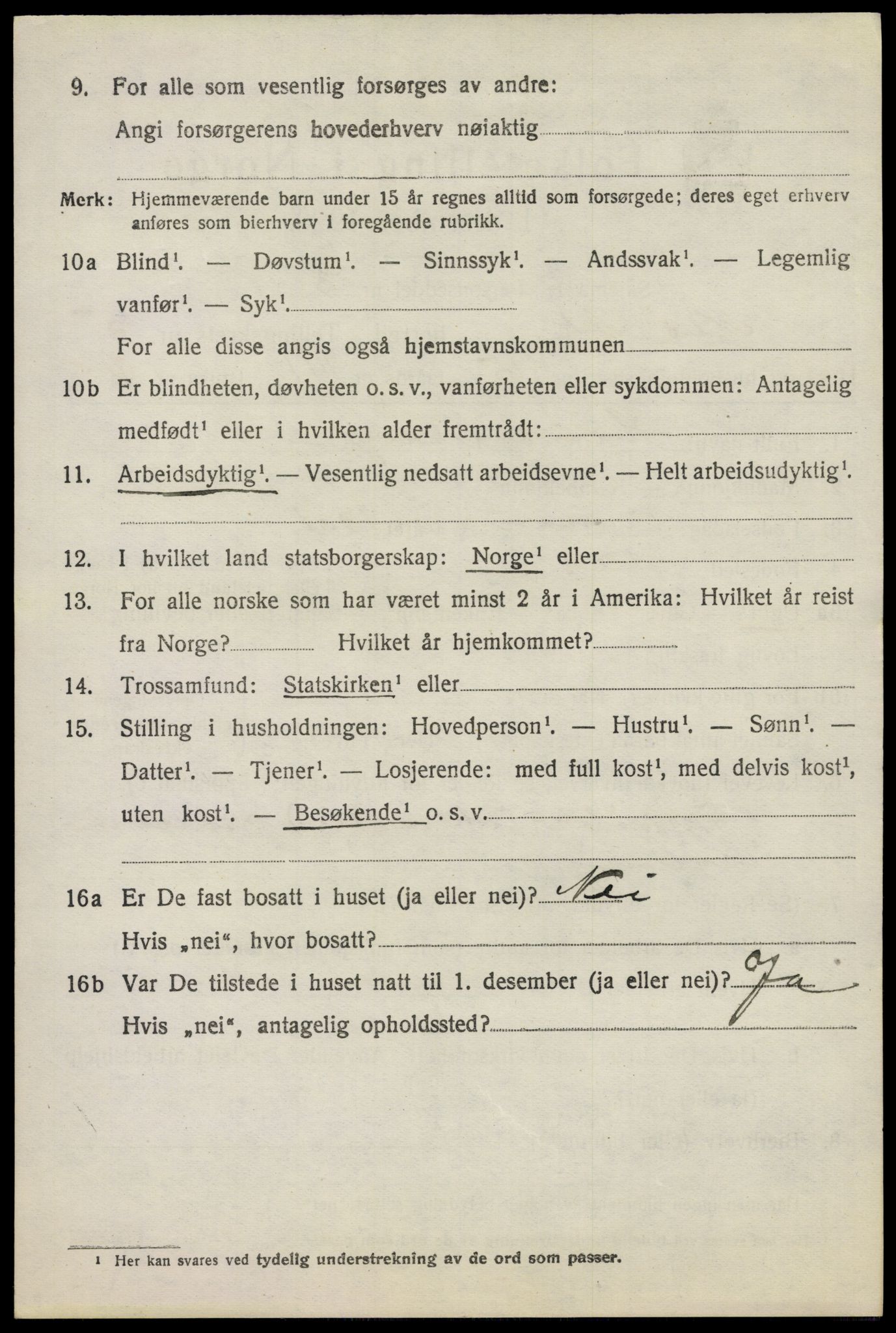 SAO, 1920 census for Nes, 1920, p. 6607