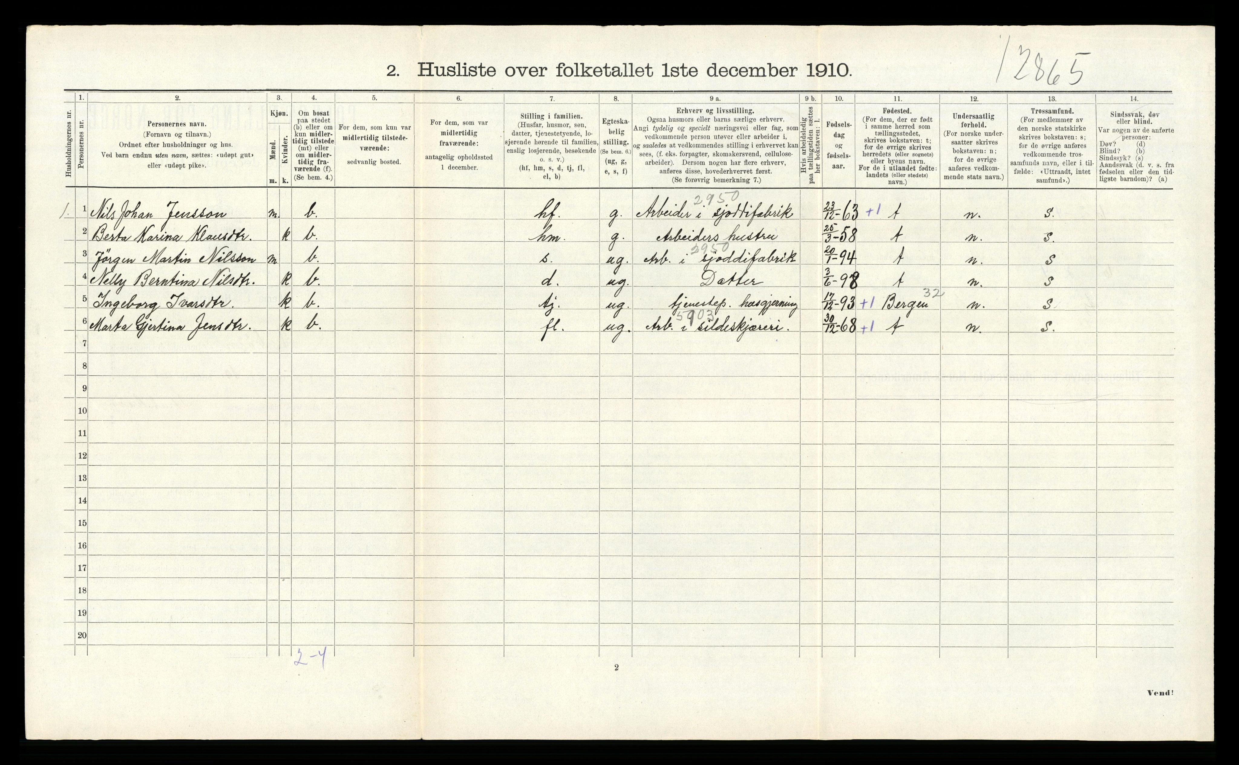 RA, 1910 census for Askøy, 1910, p. 725