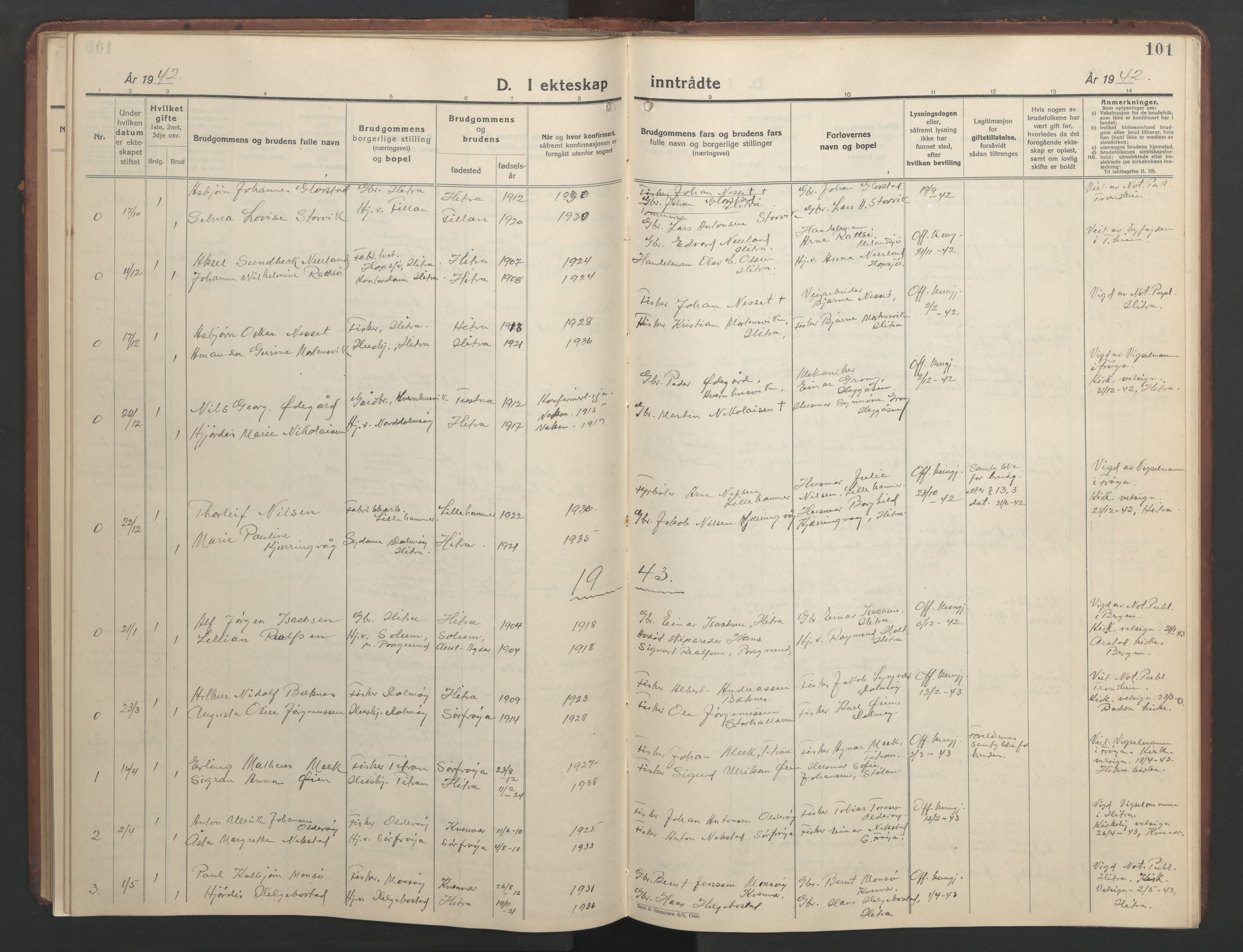 Ministerialprotokoller, klokkerbøker og fødselsregistre - Sør-Trøndelag, SAT/A-1456/634/L0544: Parish register (copy) no. 634C06, 1927-1948, p. 101