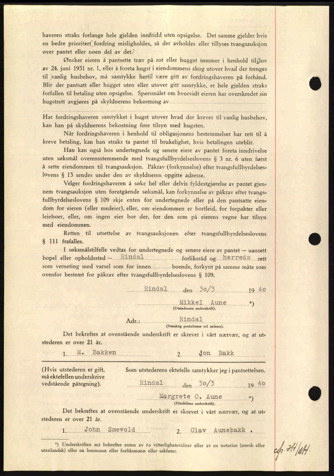 Nordmøre sorenskriveri, AV/SAT-A-4132/1/2/2Ca: Mortgage book no. B87, 1940-1941, Diary no: : 1029/1940