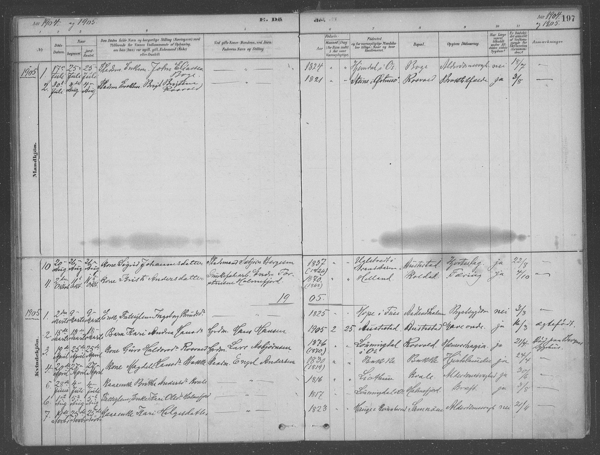 Fusa sokneprestembete, AV/SAB-A-75401/H/Haa: Parish register (official) no. B 1, 1880-1938, p. 197