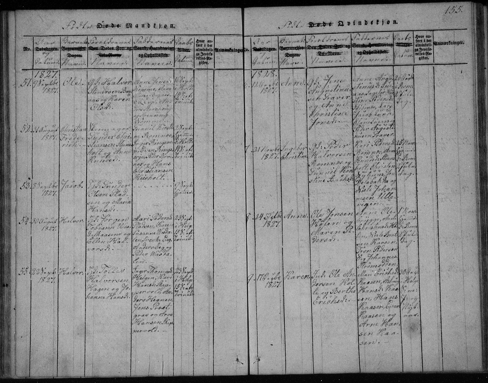 Holla kirkebøker, SAKO/A-272/F/Fa/L0003: Parish register (official) no. 3, 1815-1830, p. 155