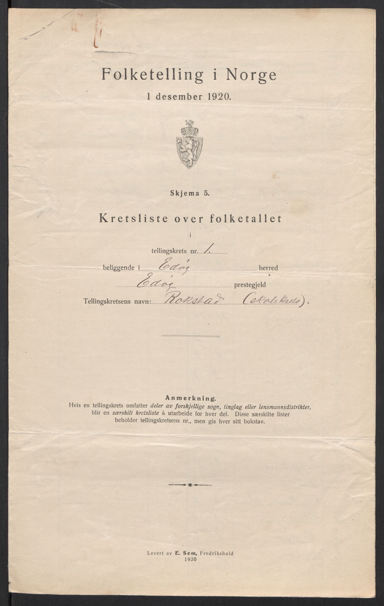 SAT, 1920 census for Edøy, 1920, p. 7