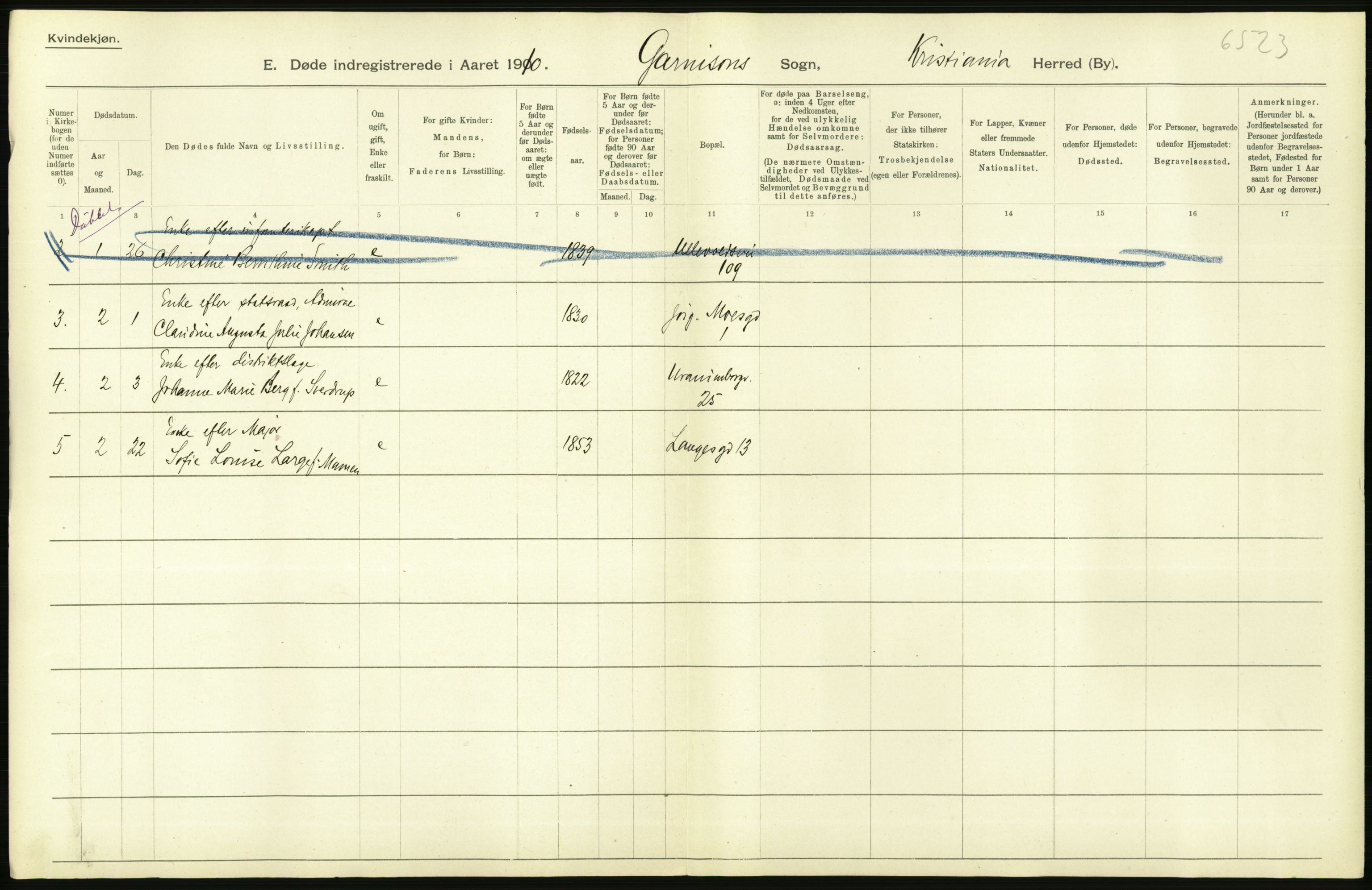 Statistisk sentralbyrå, Sosiodemografiske emner, Befolkning, RA/S-2228/D/Df/Dfa/Dfah/L0008: Kristiania: Døde, 1910, p. 124