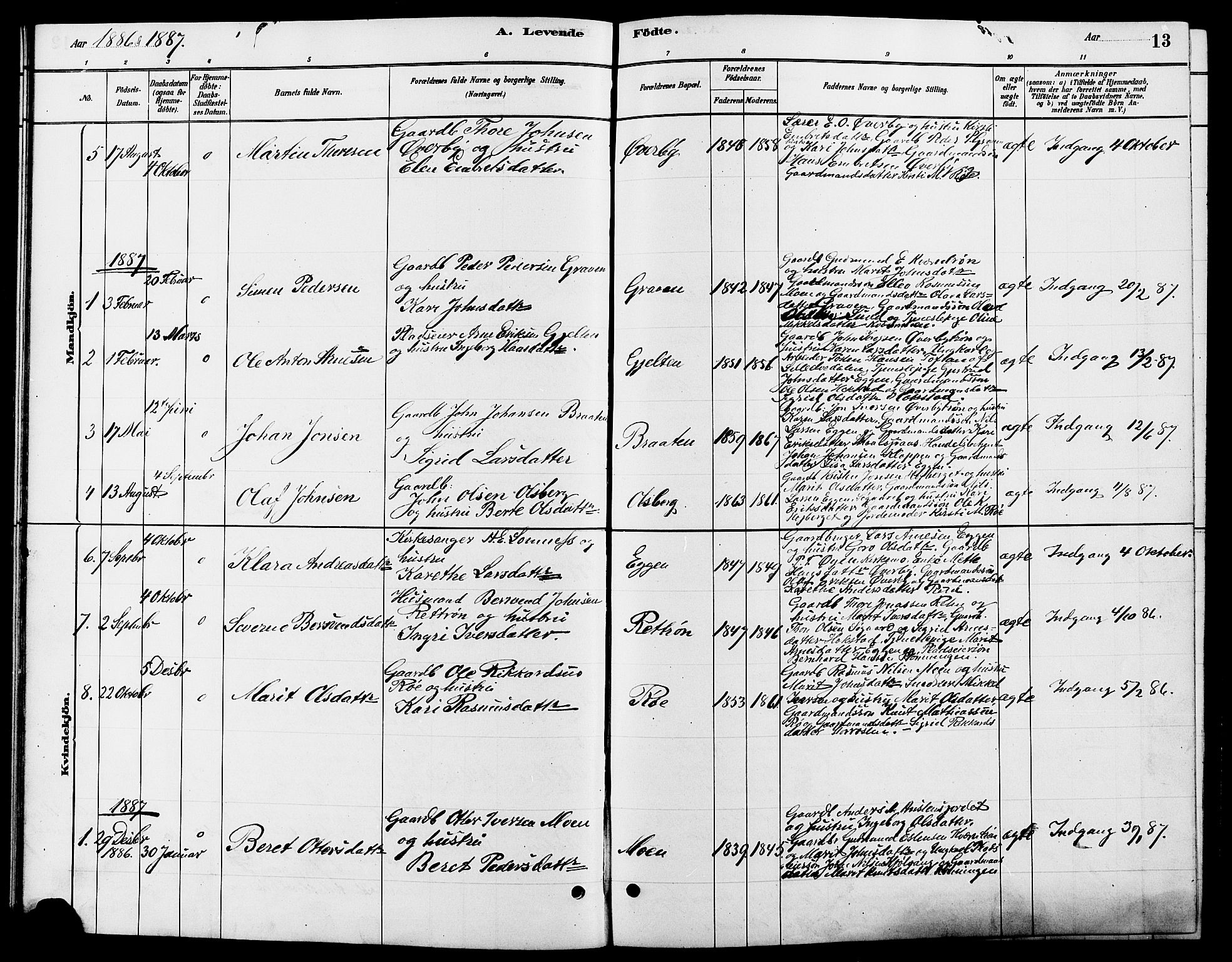 Tynset prestekontor, SAH/PREST-058/H/Ha/Hab/L0007: Parish register (copy) no. 7, 1880-1901, p. 13