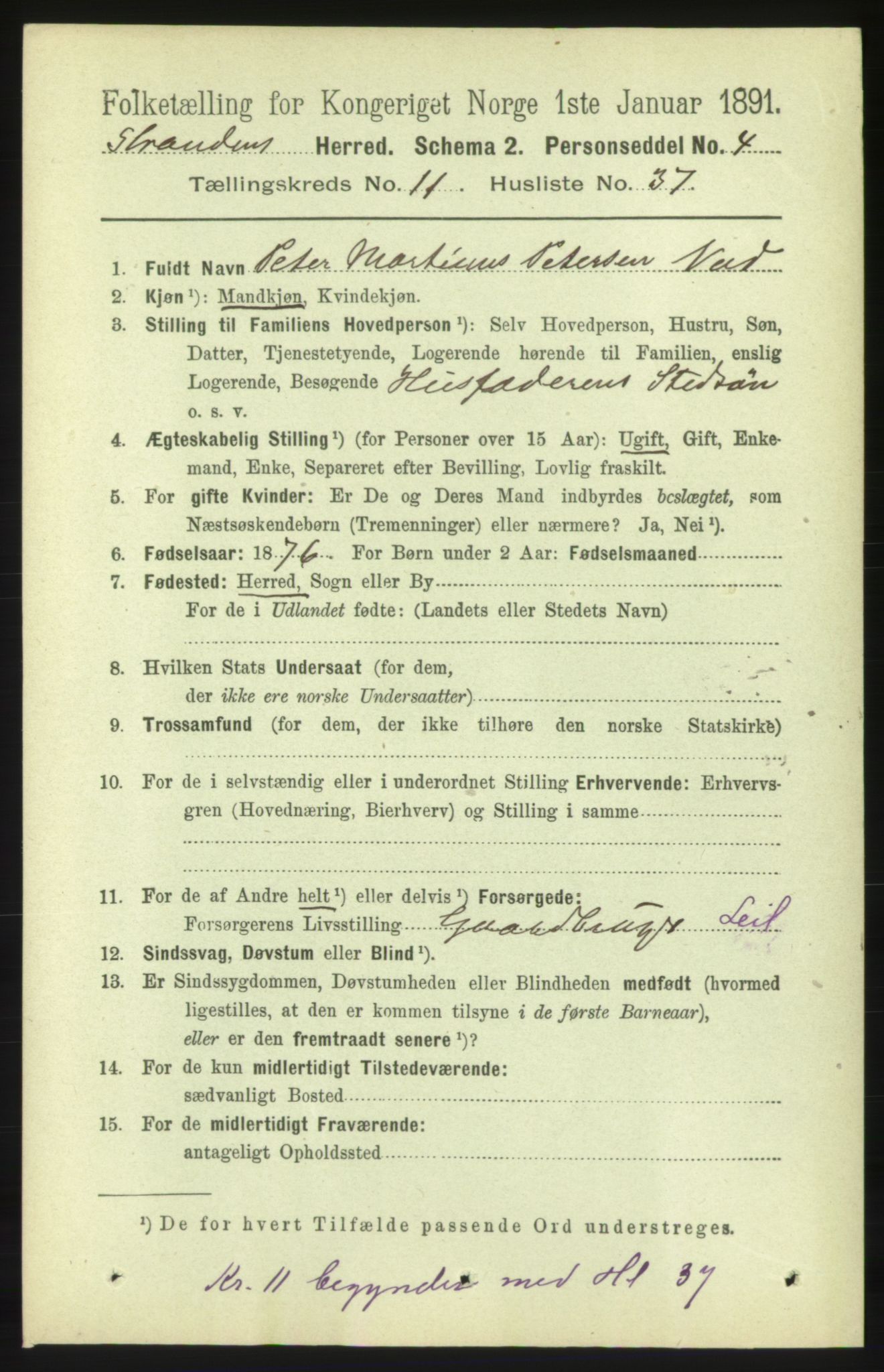 RA, 1891 census for 1525 Stranda, 1891, p. 2480