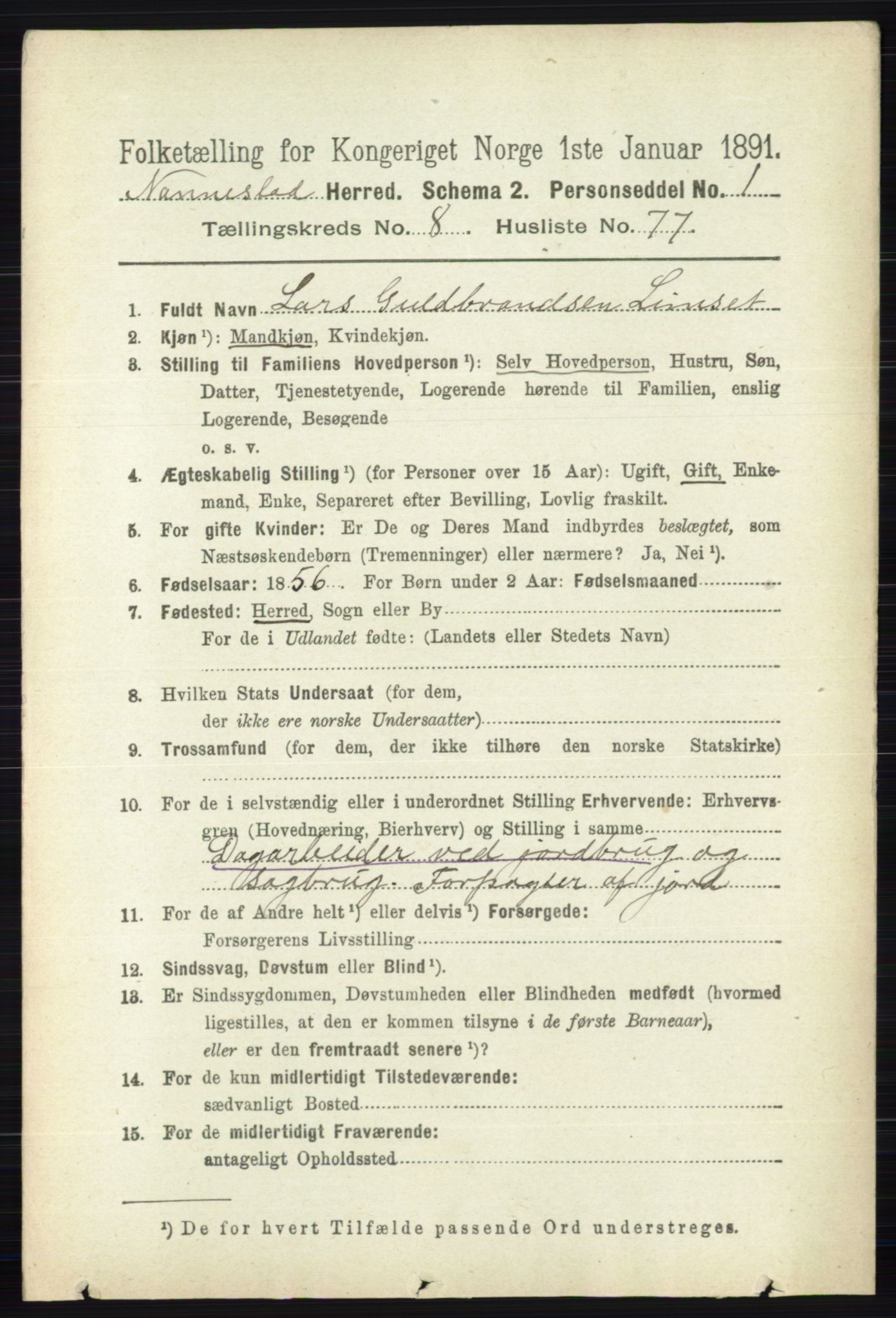 RA, 1891 census for 0238 Nannestad, 1891, p. 4882