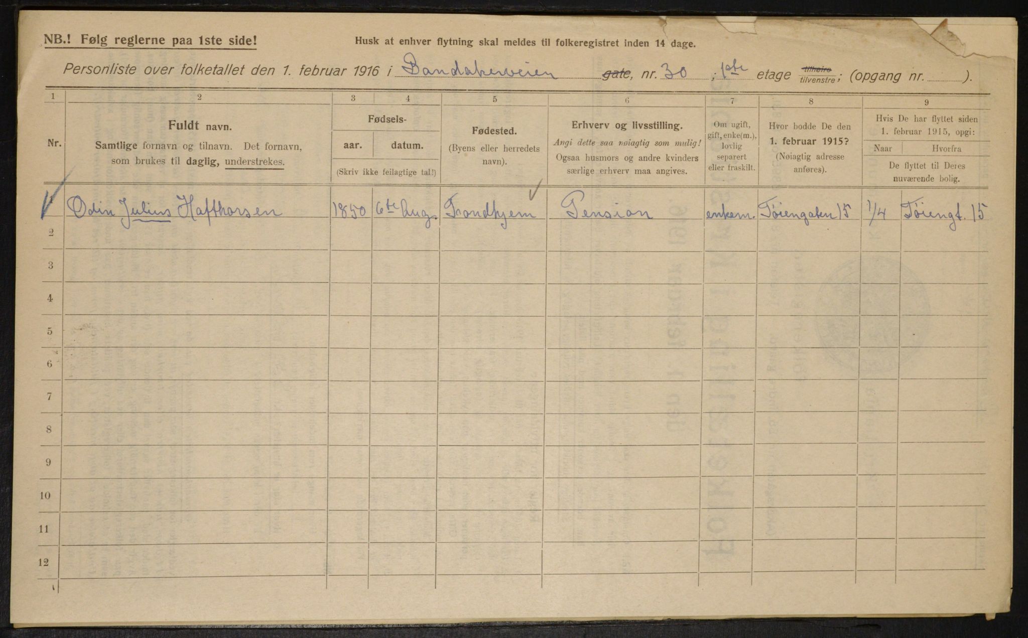 OBA, Municipal Census 1916 for Kristiania, 1916, p. 89237