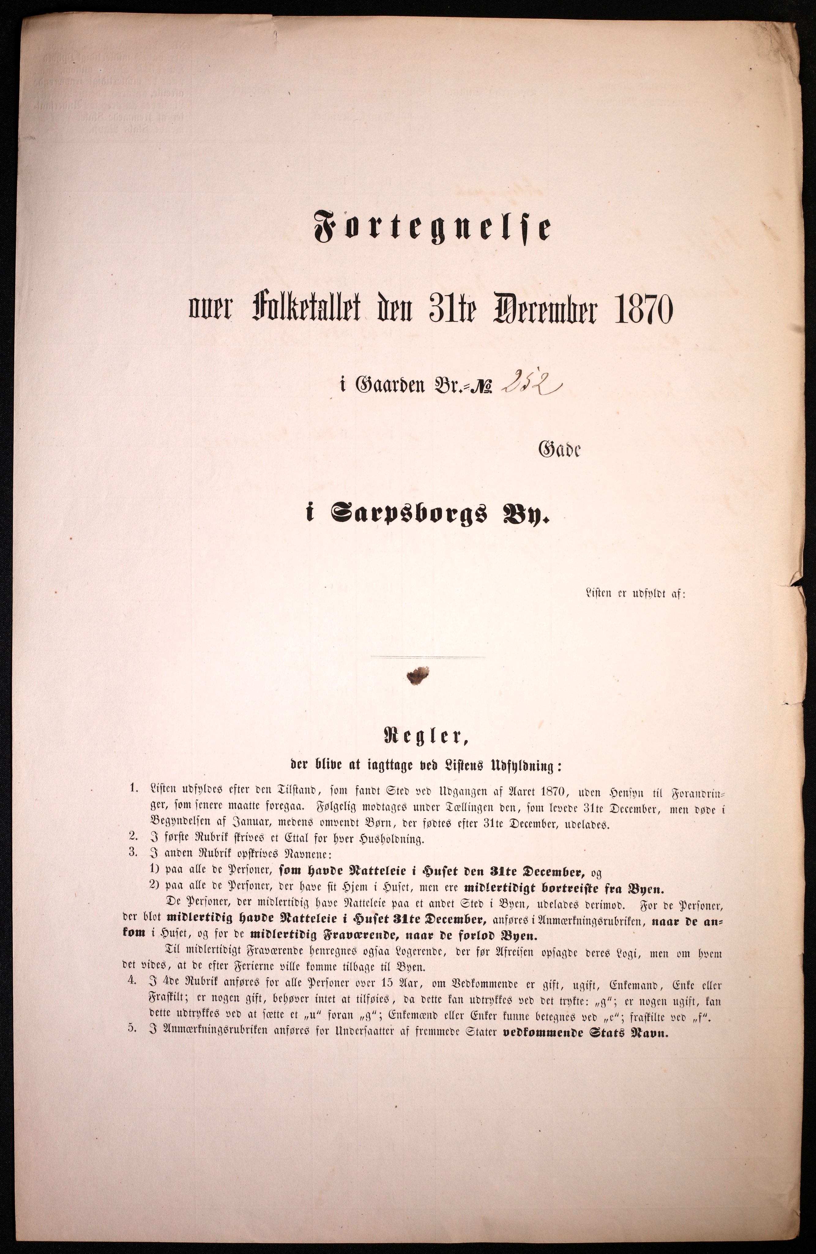 RA, 1870 census for 0102 Sarpsborg, 1870, p. 111