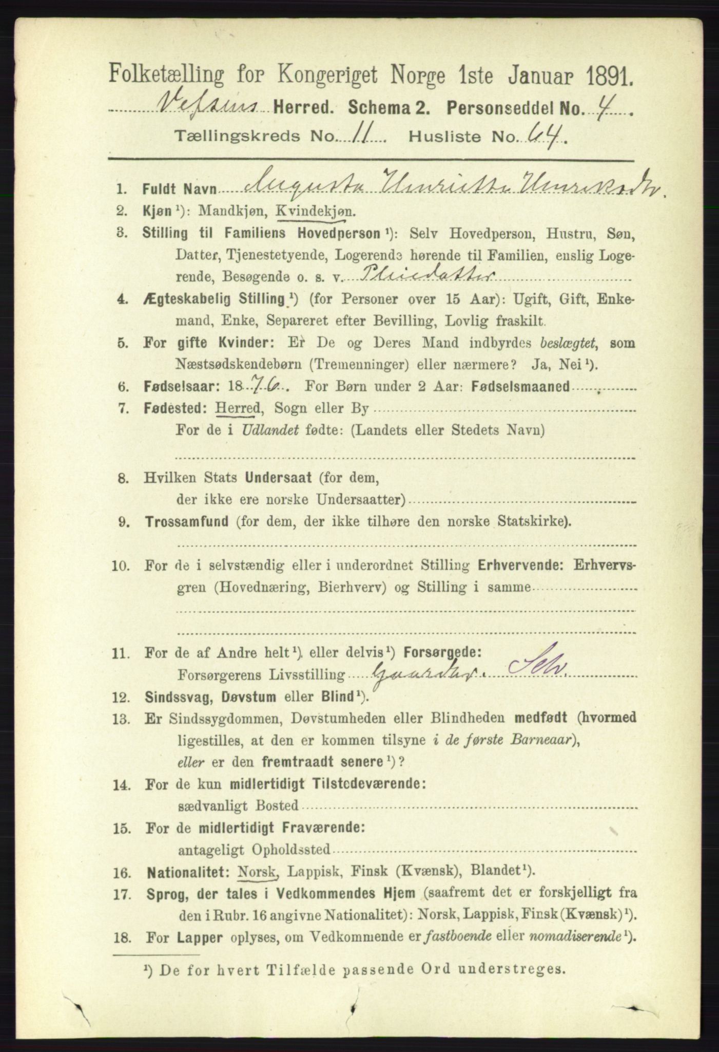 RA, 1891 census for 1824 Vefsn, 1891, p. 6023