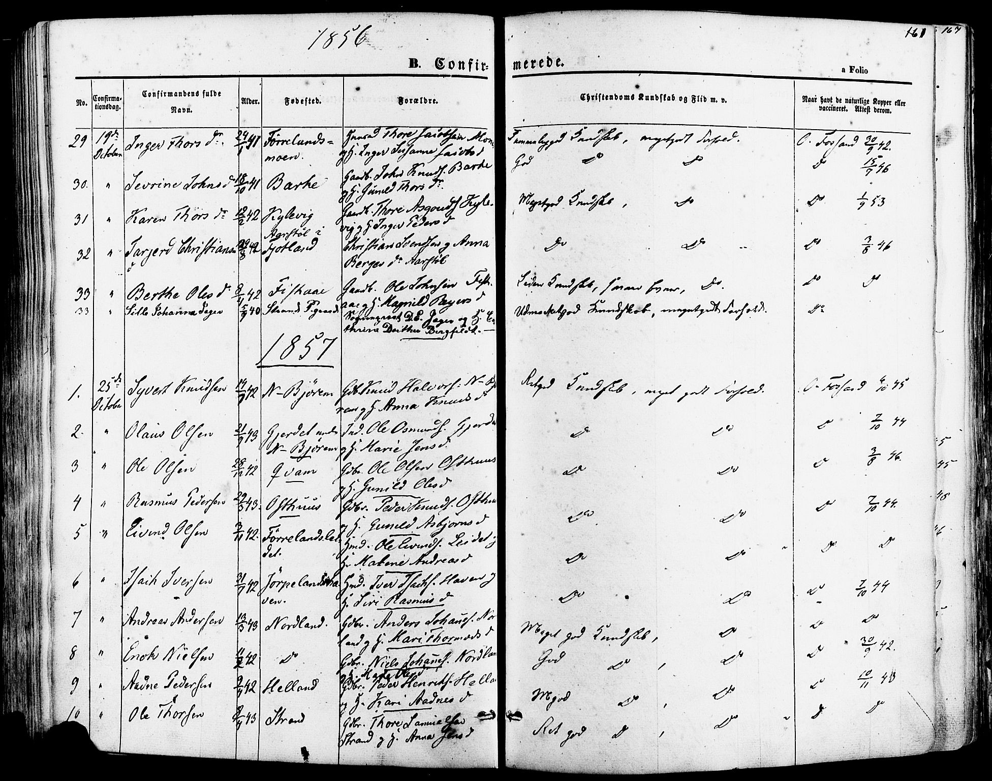 Strand sokneprestkontor, SAST/A-101828/H/Ha/Haa/L0007: Parish register (official) no. A 7, 1855-1881, p. 161