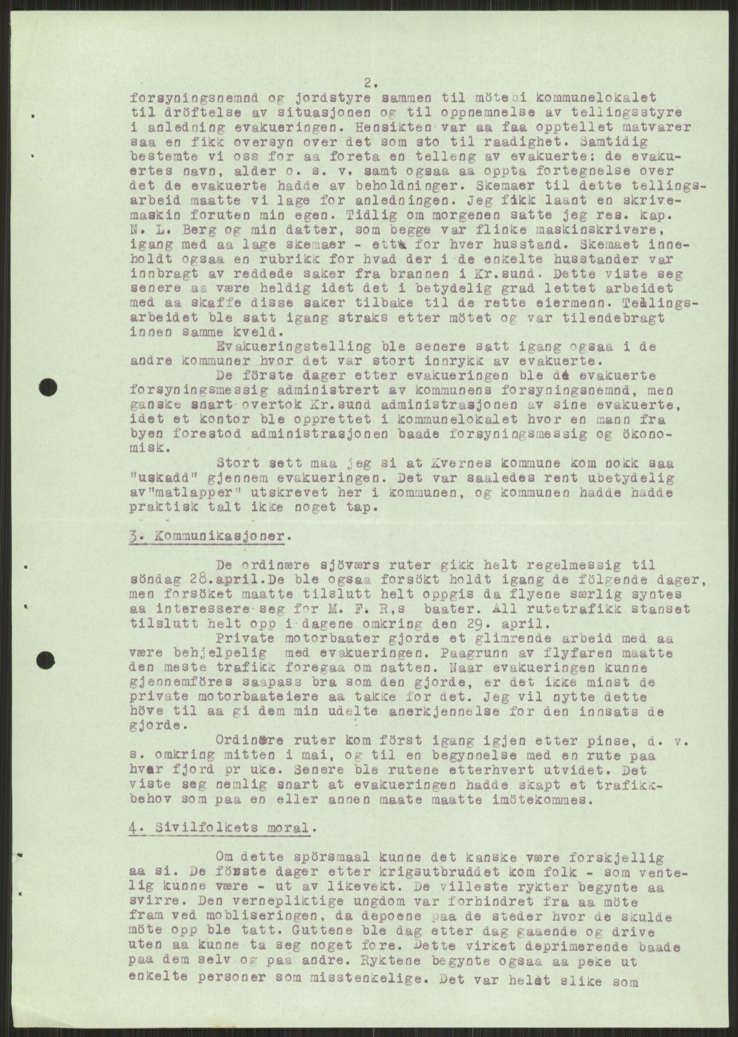 Forsvaret, Forsvarets krigshistoriske avdeling, AV/RA-RAFA-2017/Y/Ya/L0015: II-C-11-31 - Fylkesmenn.  Rapporter om krigsbegivenhetene 1940., 1940, p. 695