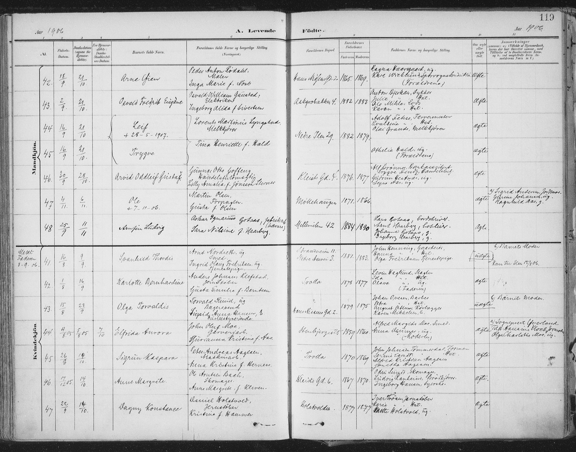 Ministerialprotokoller, klokkerbøker og fødselsregistre - Sør-Trøndelag, AV/SAT-A-1456/603/L0167: Parish register (official) no. 603A06, 1896-1932, p. 119