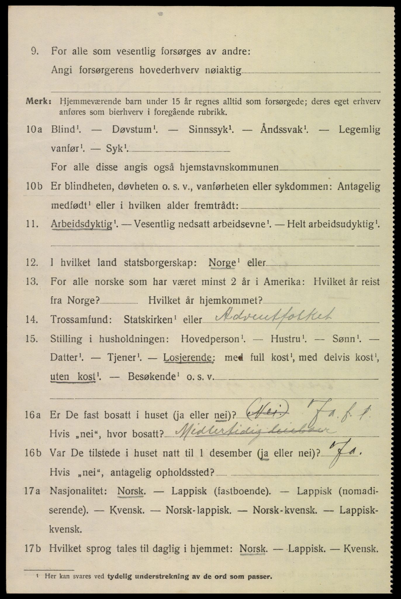 SAT, 1920 census for Mosjøen, 1920, p. 2111