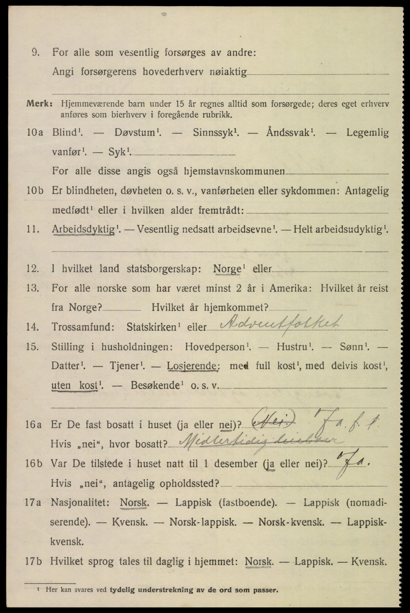 SAT, 1920 census for Mosjøen, 1920, p. 2111