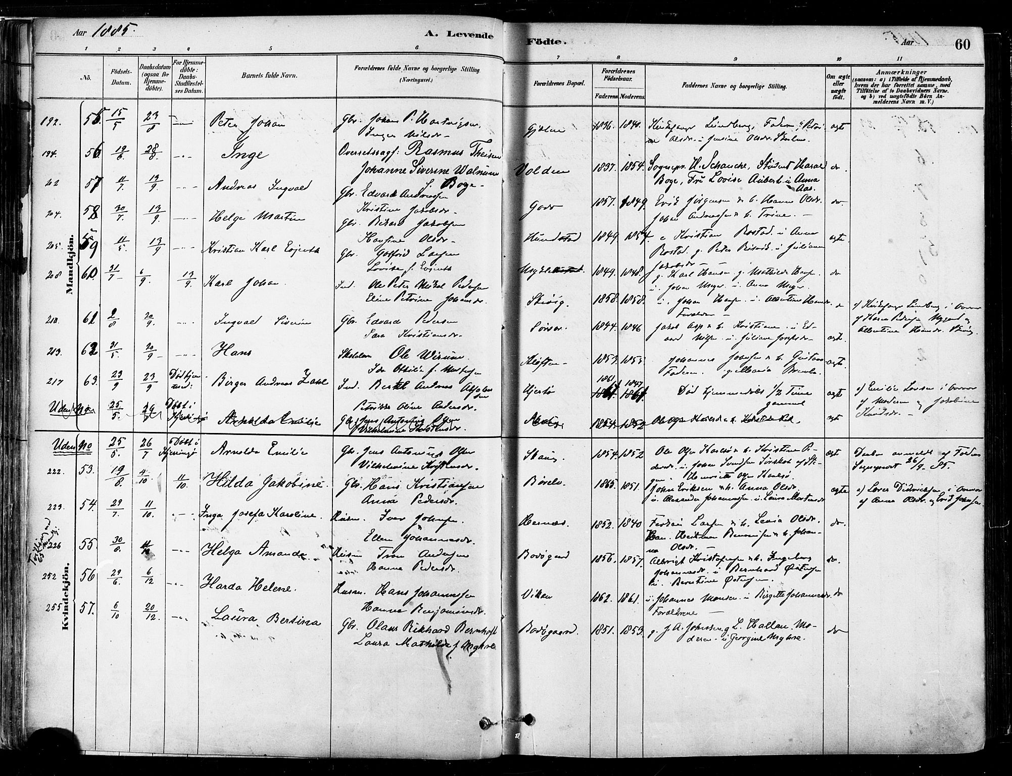 Ministerialprotokoller, klokkerbøker og fødselsregistre - Nordland, SAT/A-1459/802/L0054: Parish register (official) no. 802A01, 1879-1893, p. 60