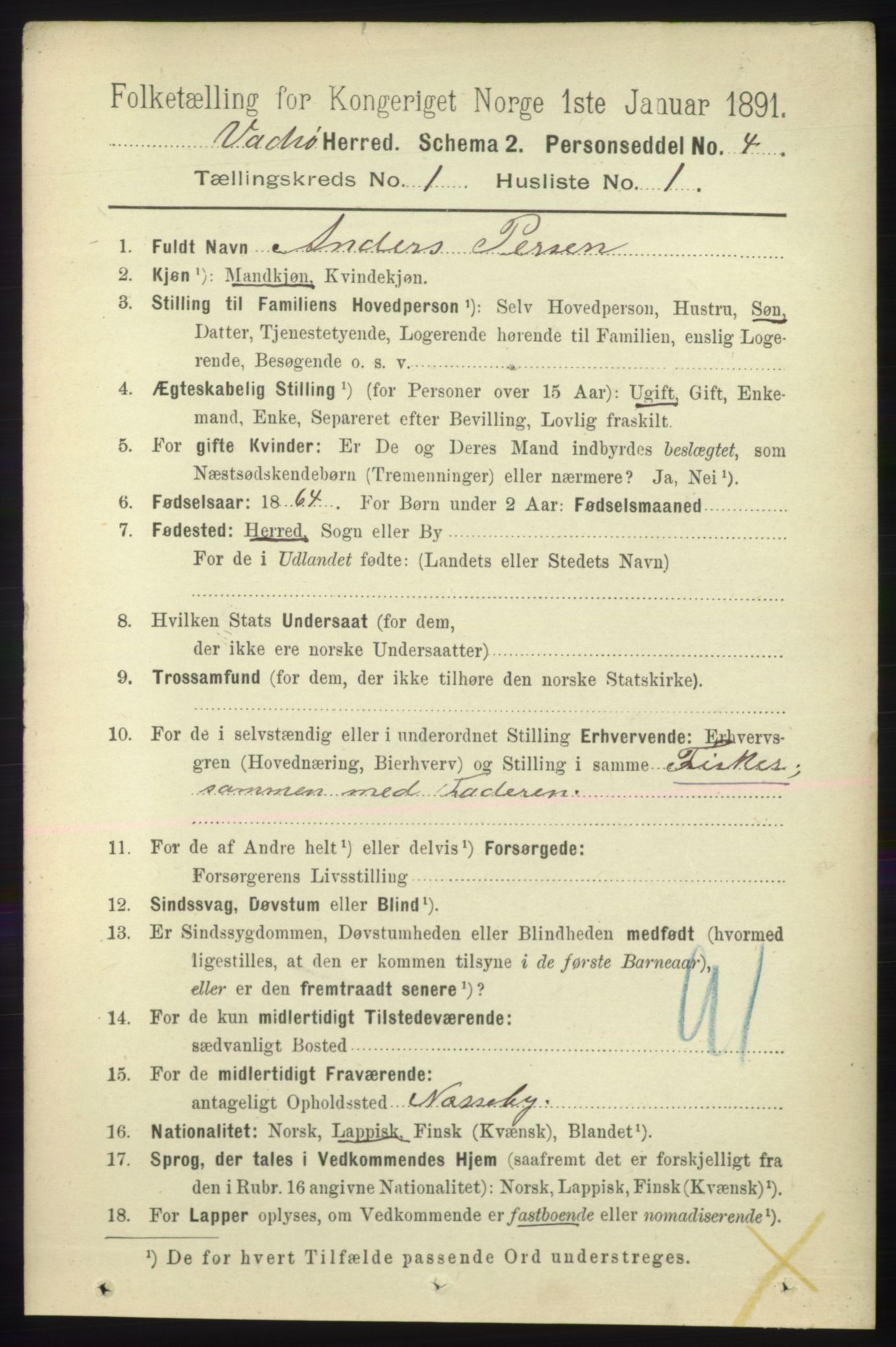 RA, 1891 census for 2029 Vadsø, 1891, p. 77