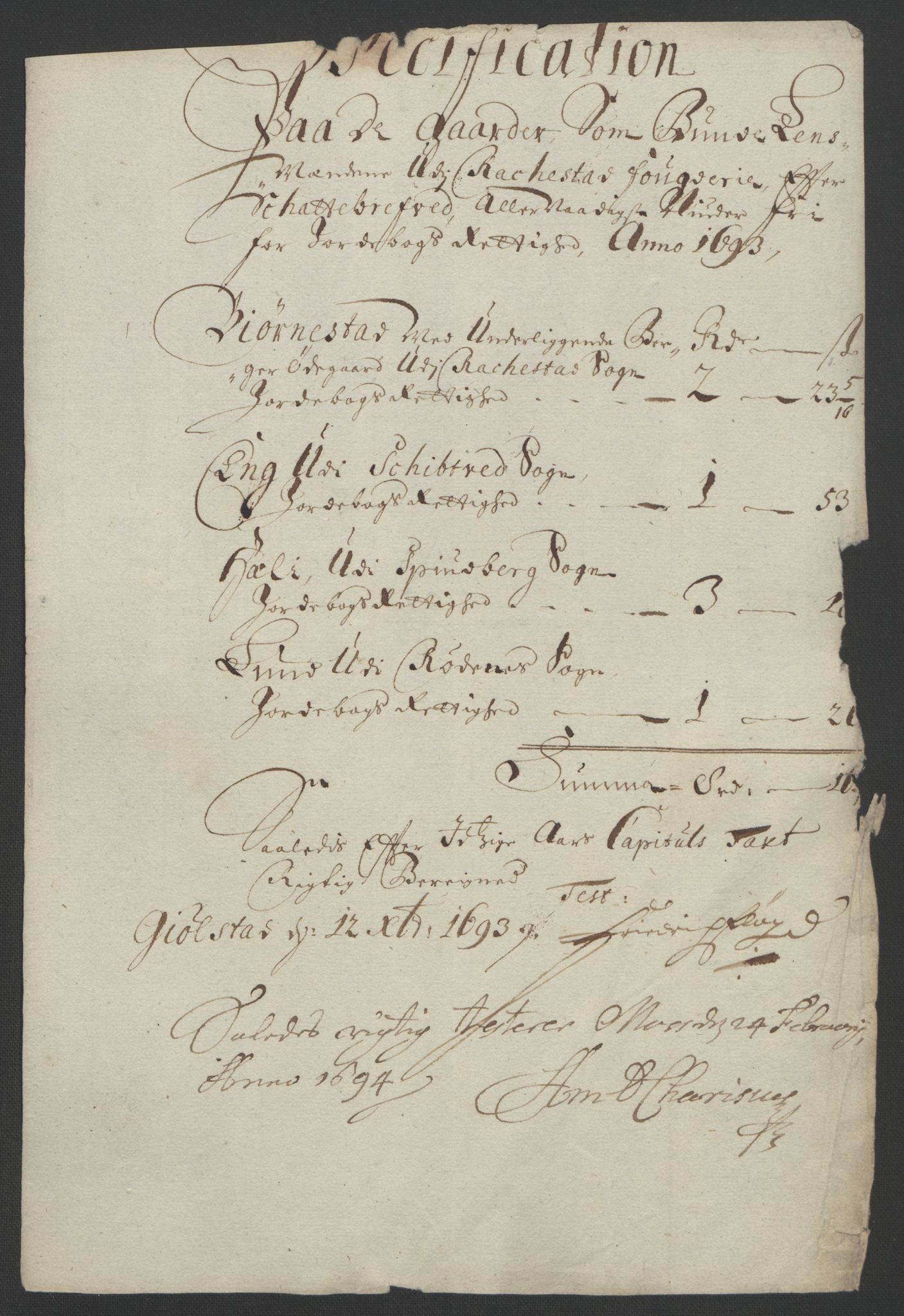 Rentekammeret inntil 1814, Reviderte regnskaper, Fogderegnskap, RA/EA-4092/R05/L0278: Fogderegnskap Rakkestad, 1691-1693, p. 528