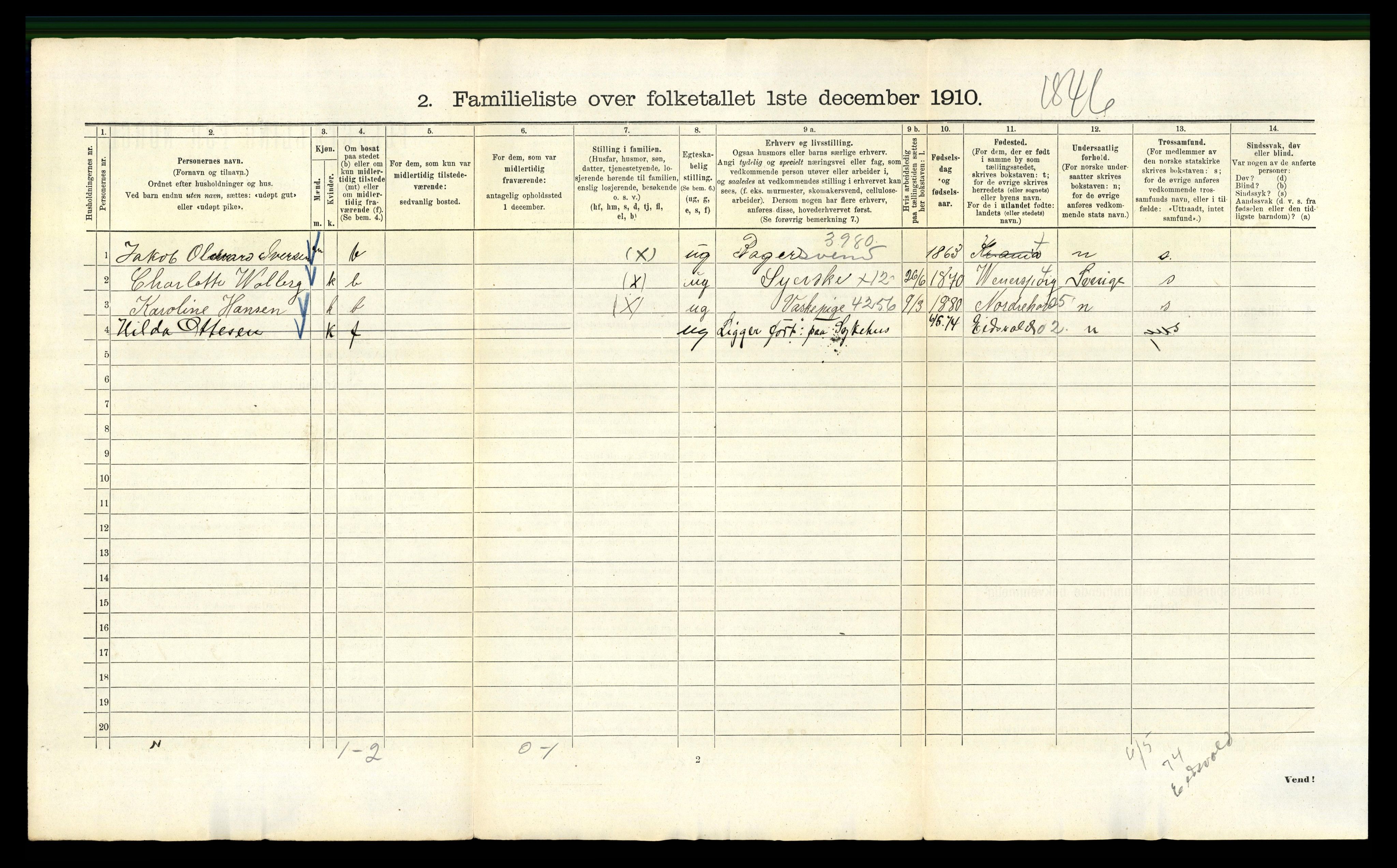 RA, 1910 census for Kristiania, 1910, p. 121310