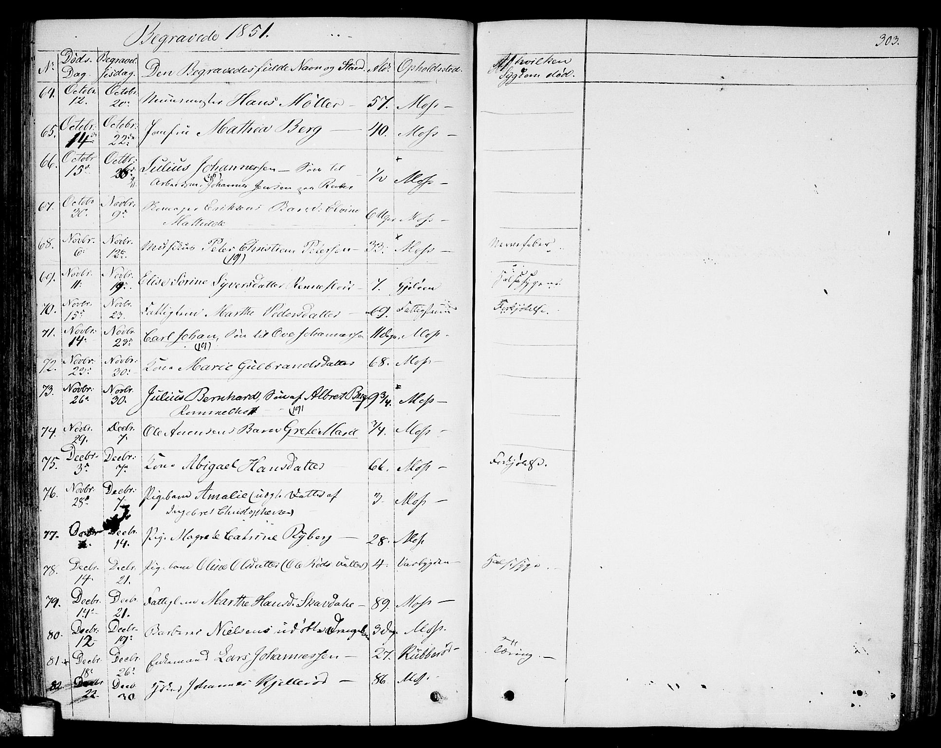 Moss prestekontor Kirkebøker, AV/SAO-A-2003/G/Ga/L0001: Parish register (copy) no. I 1, 1835-1851, p. 303