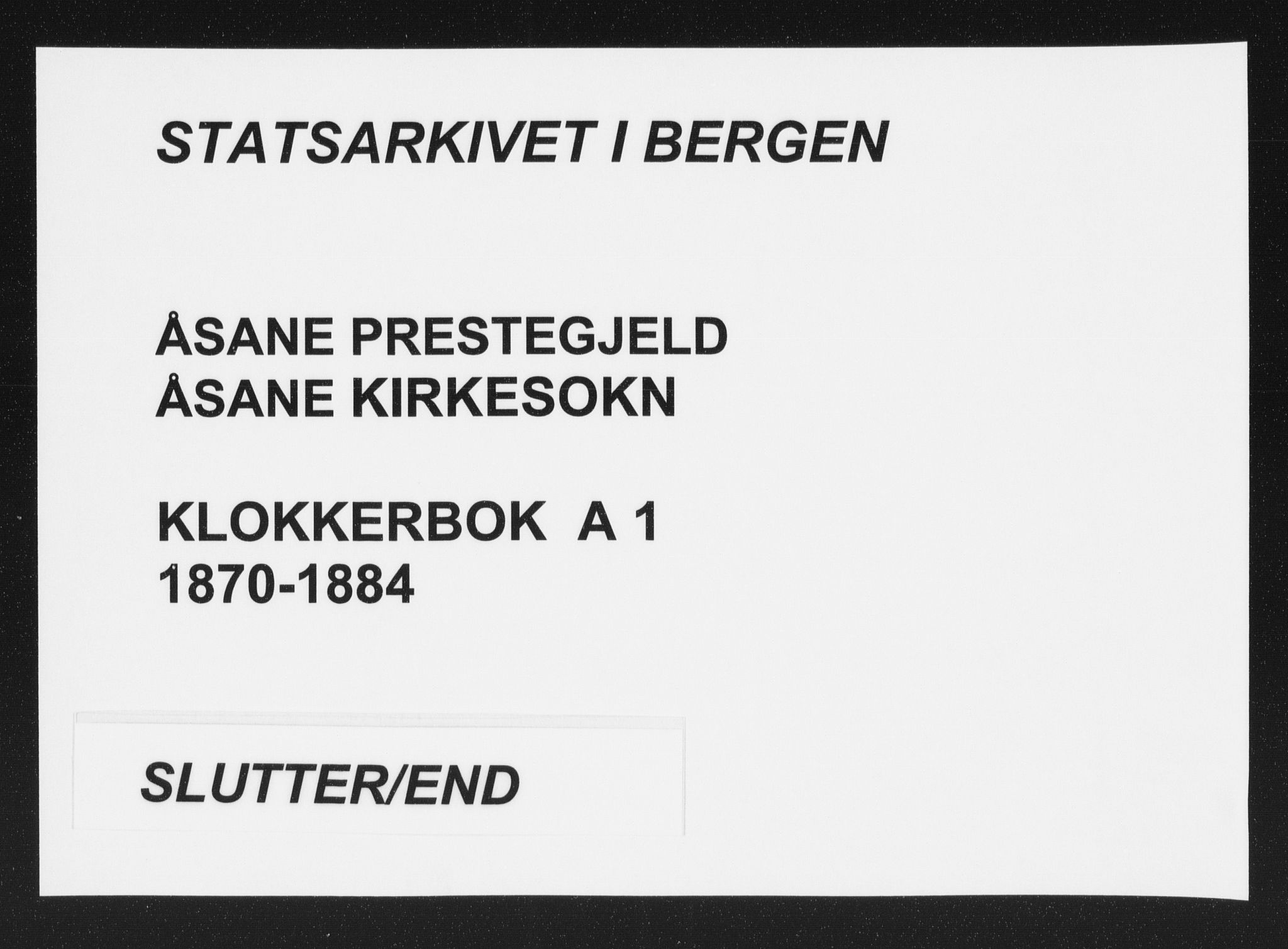 Åsane sokneprestembete, AV/SAB-A-79401/H/Hab: Parish register (copy) no. A 1, 1870-1884