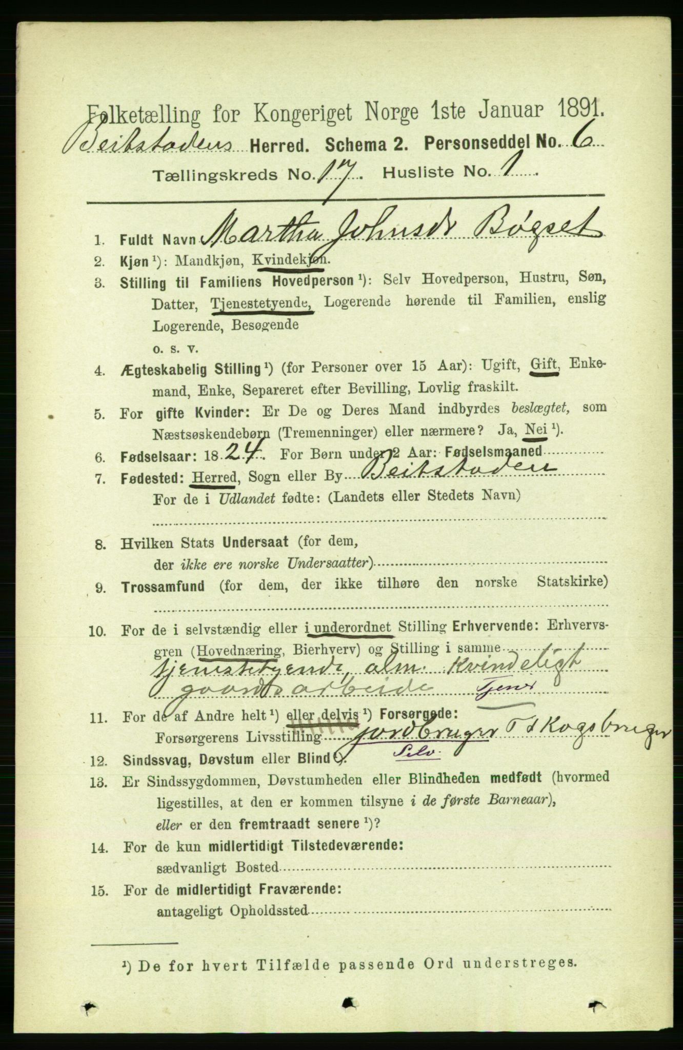 RA, 1891 census for 1727 Beitstad, 1891, p. 4365