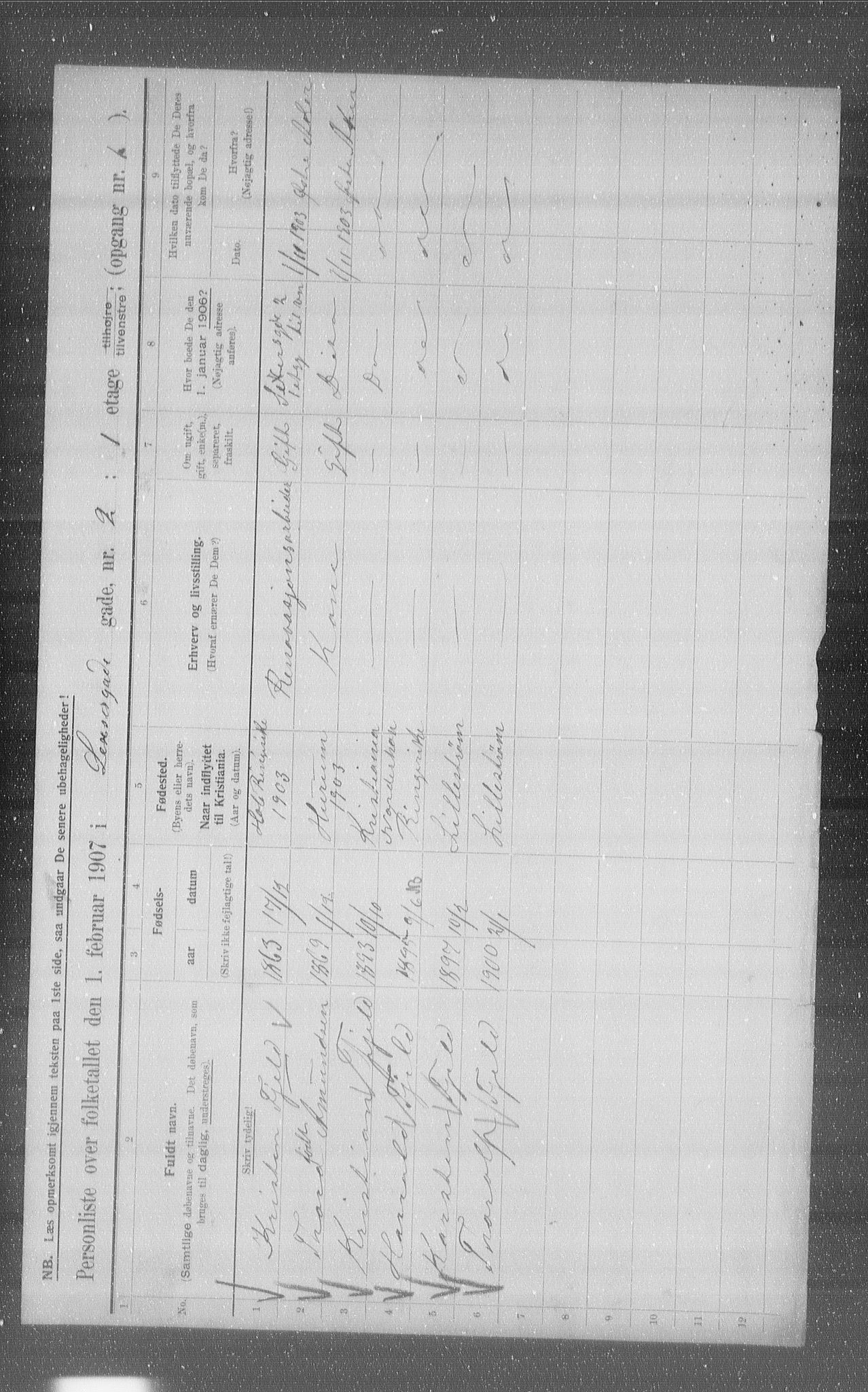 OBA, Municipal Census 1907 for Kristiania, 1907, p. 48300