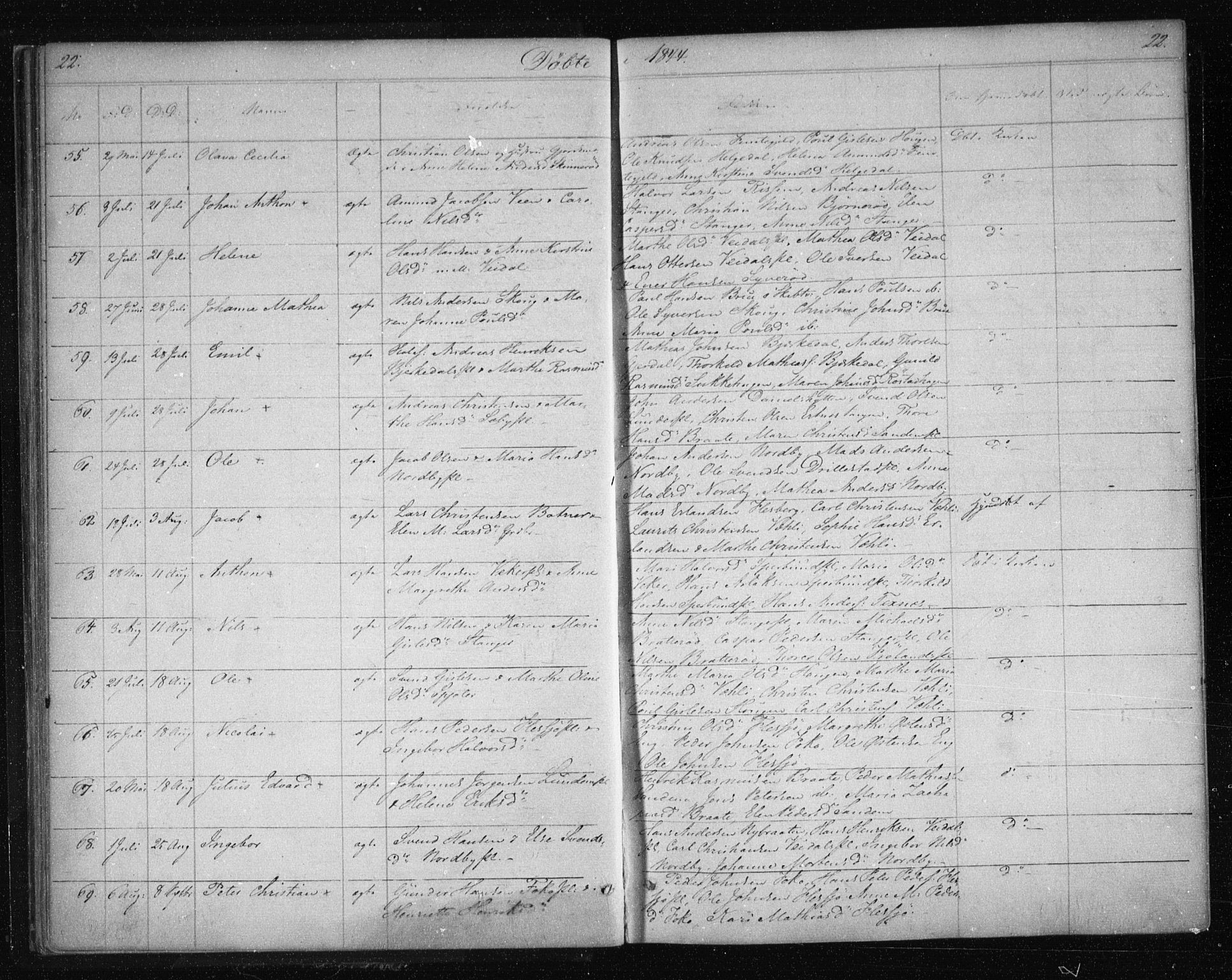 Våler prestekontor Kirkebøker, AV/SAO-A-11083/F/Fa/L0006: Parish register (official) no. I 6, 1840-1861, p. 22