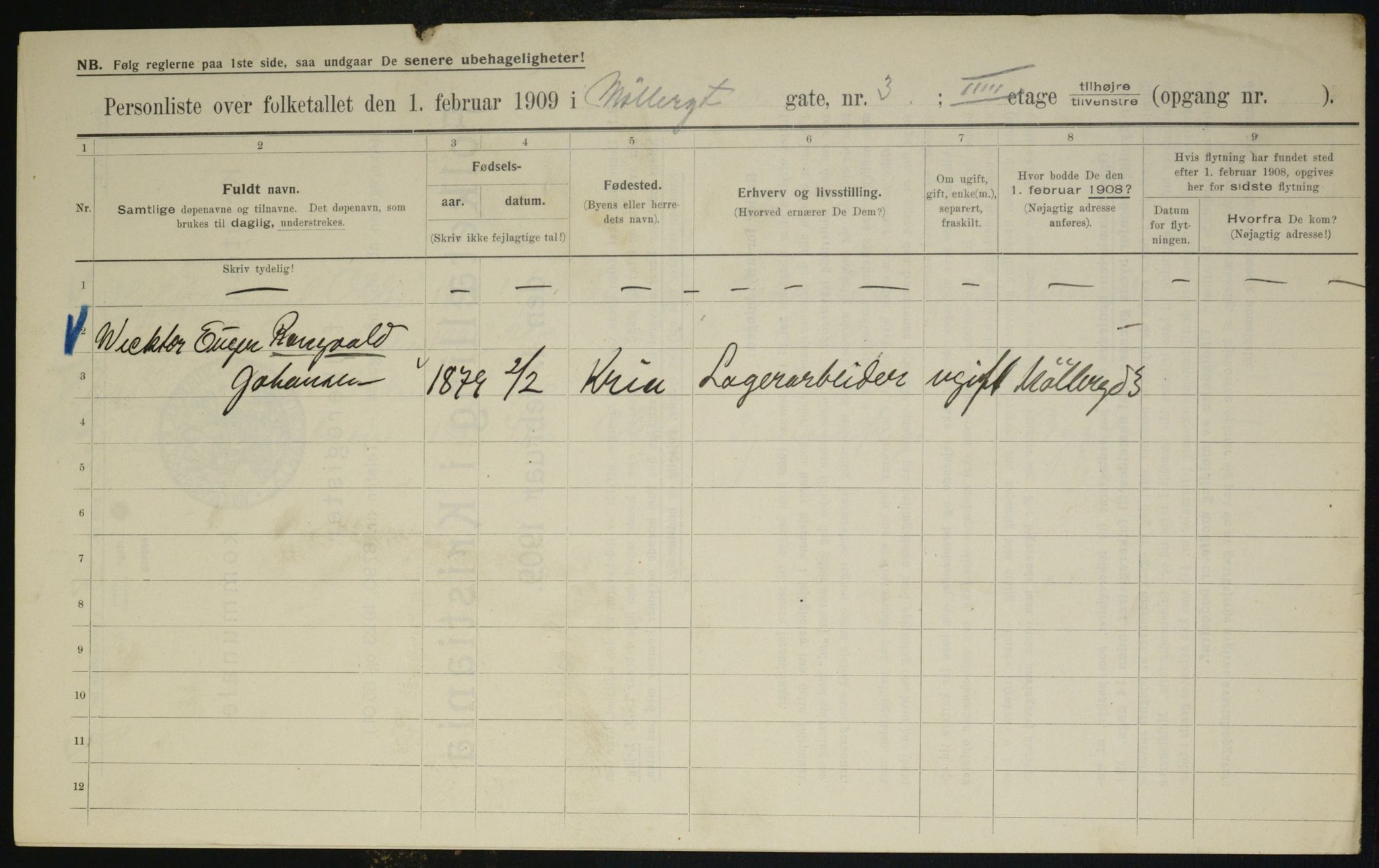 OBA, Municipal Census 1909 for Kristiania, 1909, p. 61929