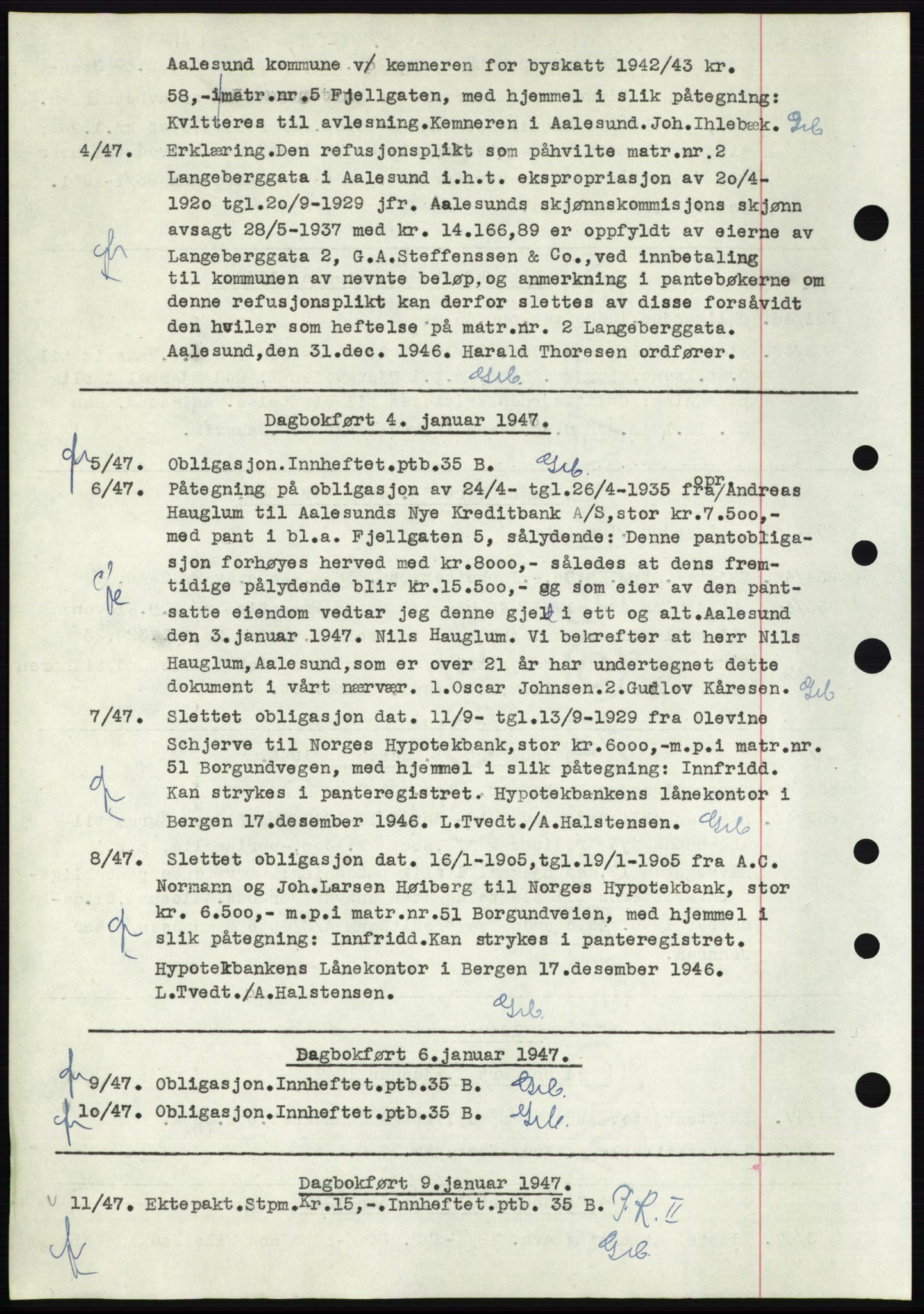 Ålesund byfogd, AV/SAT-A-4384: Mortgage book no. C34-35, 1946-1950, Diary no: : 4/1947