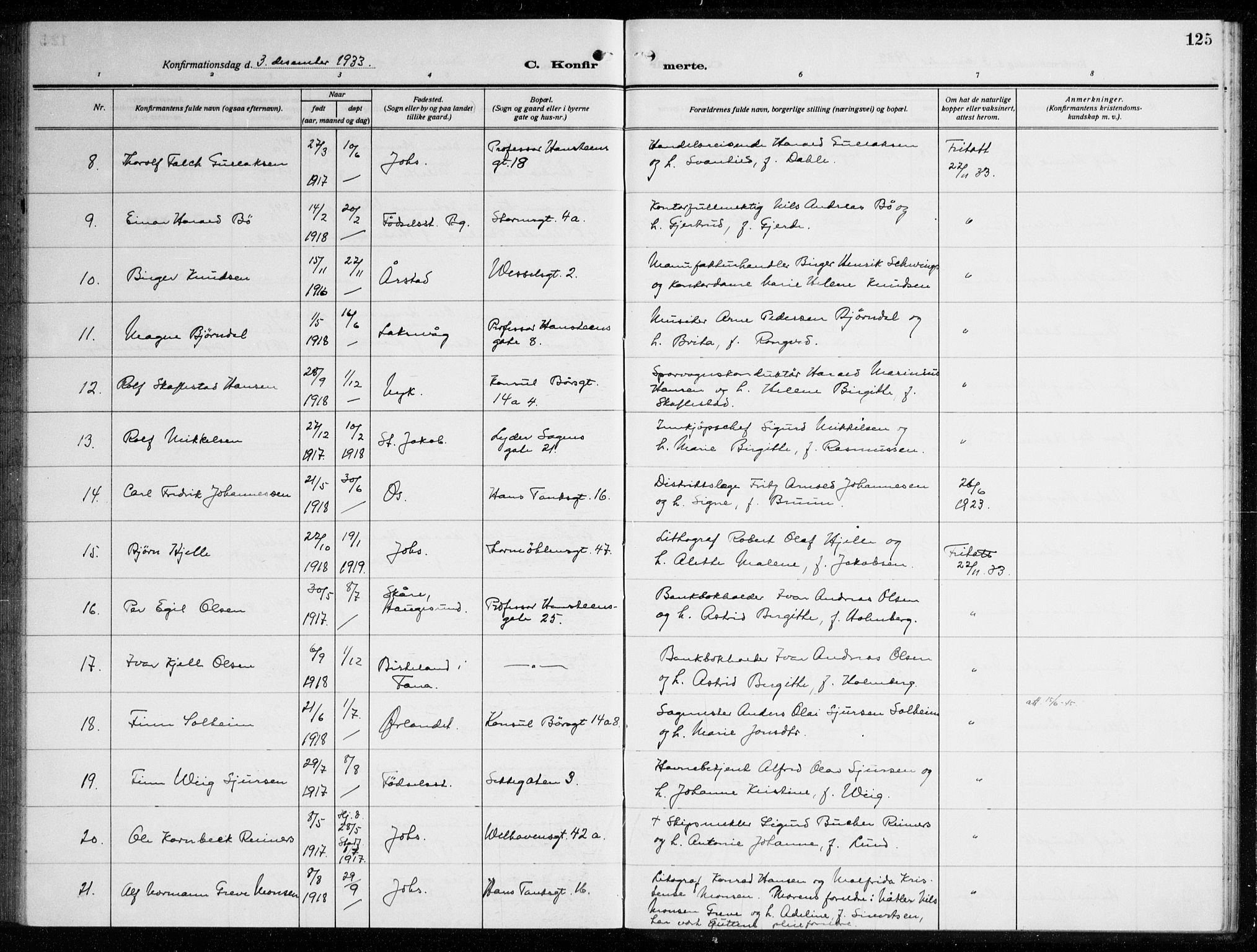 Johanneskirken sokneprestembete, AV/SAB-A-76001/H/Haa/L0010: Parish register (official) no. C 3, 1925-1935, p. 125