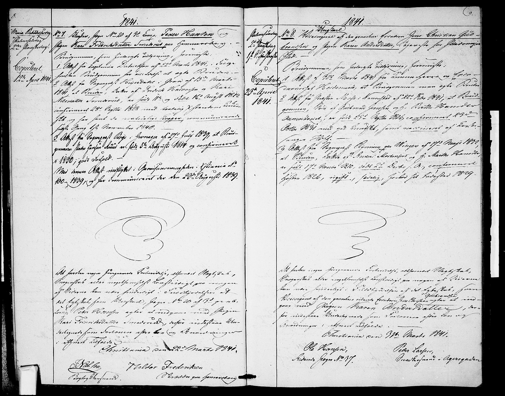 Garnisonsmenigheten Kirkebøker, AV/SAO-A-10846/H/Ha/L0004: Banns register no. I 4, 1840-1844, p. 8-9