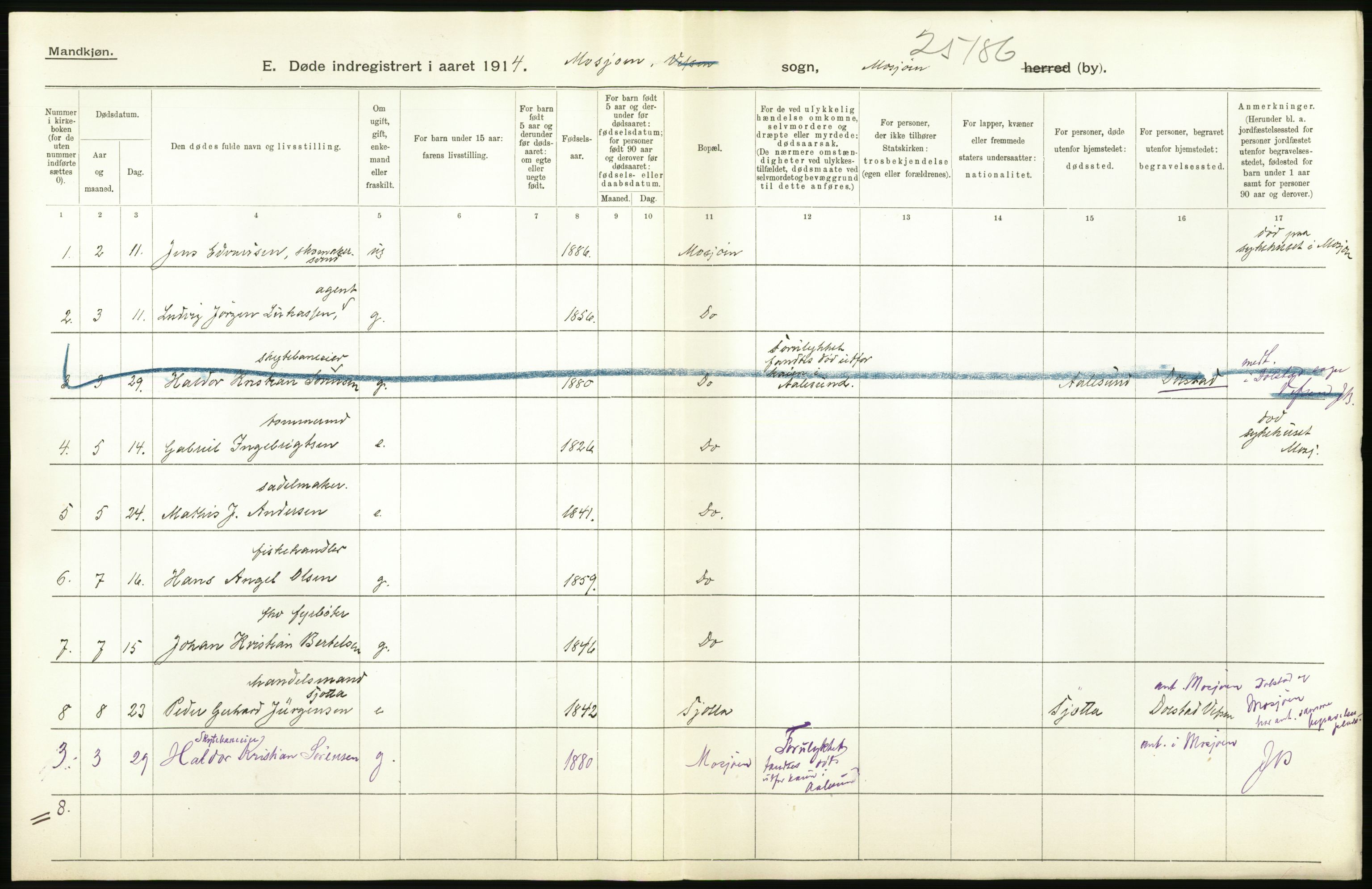 Statistisk sentralbyrå, Sosiodemografiske emner, Befolkning, RA/S-2228/D/Df/Dfb/Dfbd/L0045: Nordlands amt: Døde. Bygder og byer., 1914, p. 540