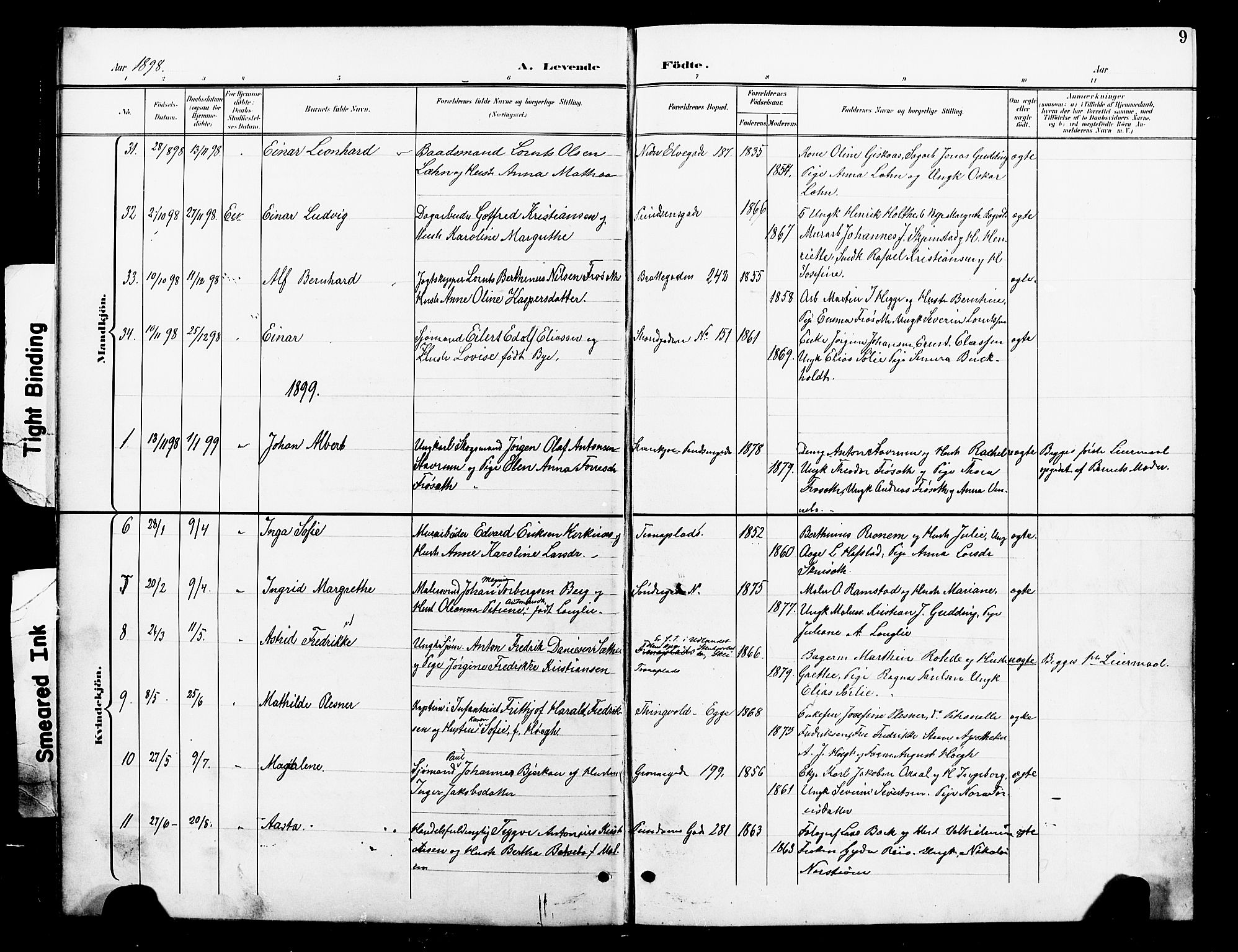 Ministerialprotokoller, klokkerbøker og fødselsregistre - Nord-Trøndelag, SAT/A-1458/739/L0375: Parish register (copy) no. 739C03, 1898-1908, p. 9