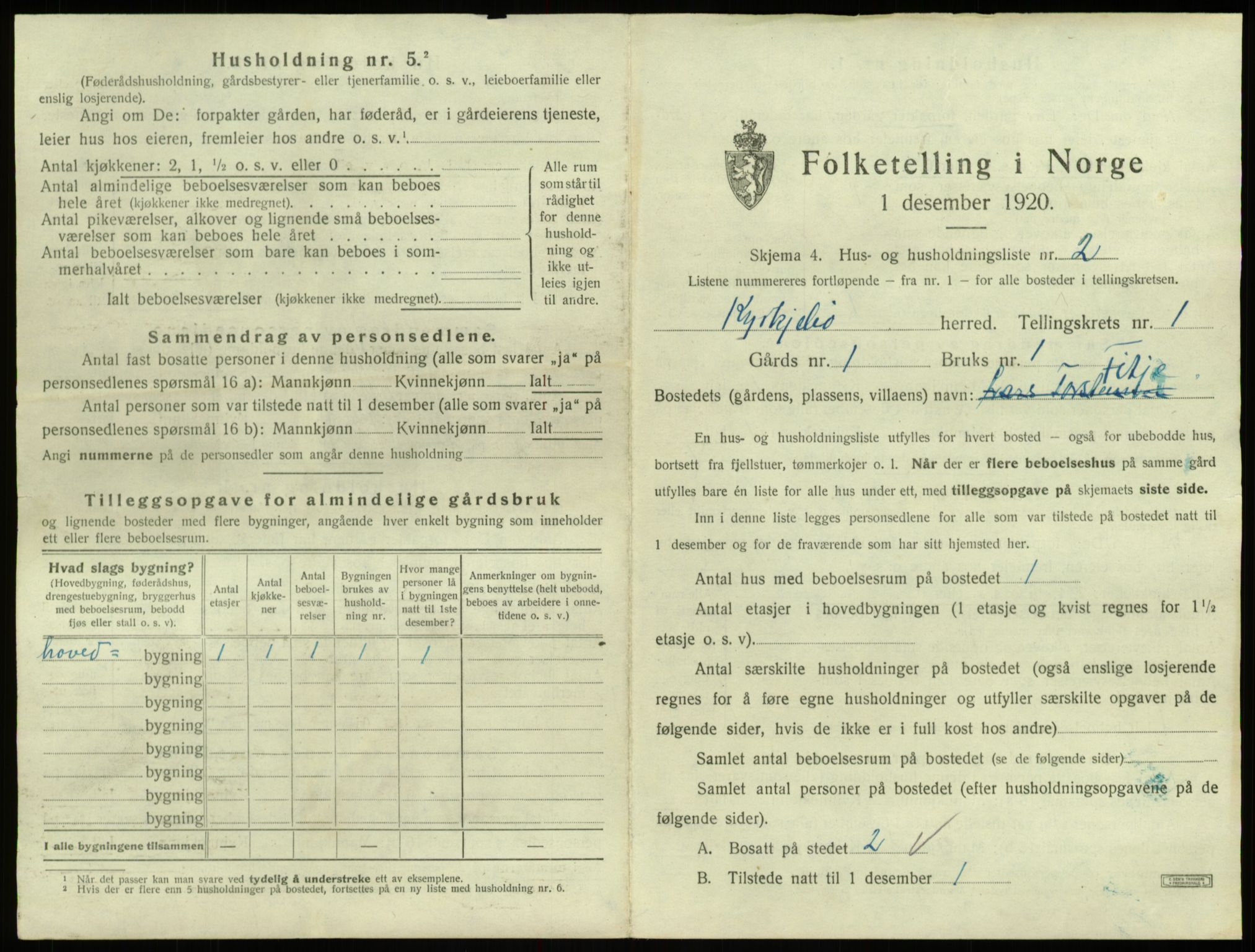 SAB, 1920 census for Kyrkjebø, 1920, p. 41