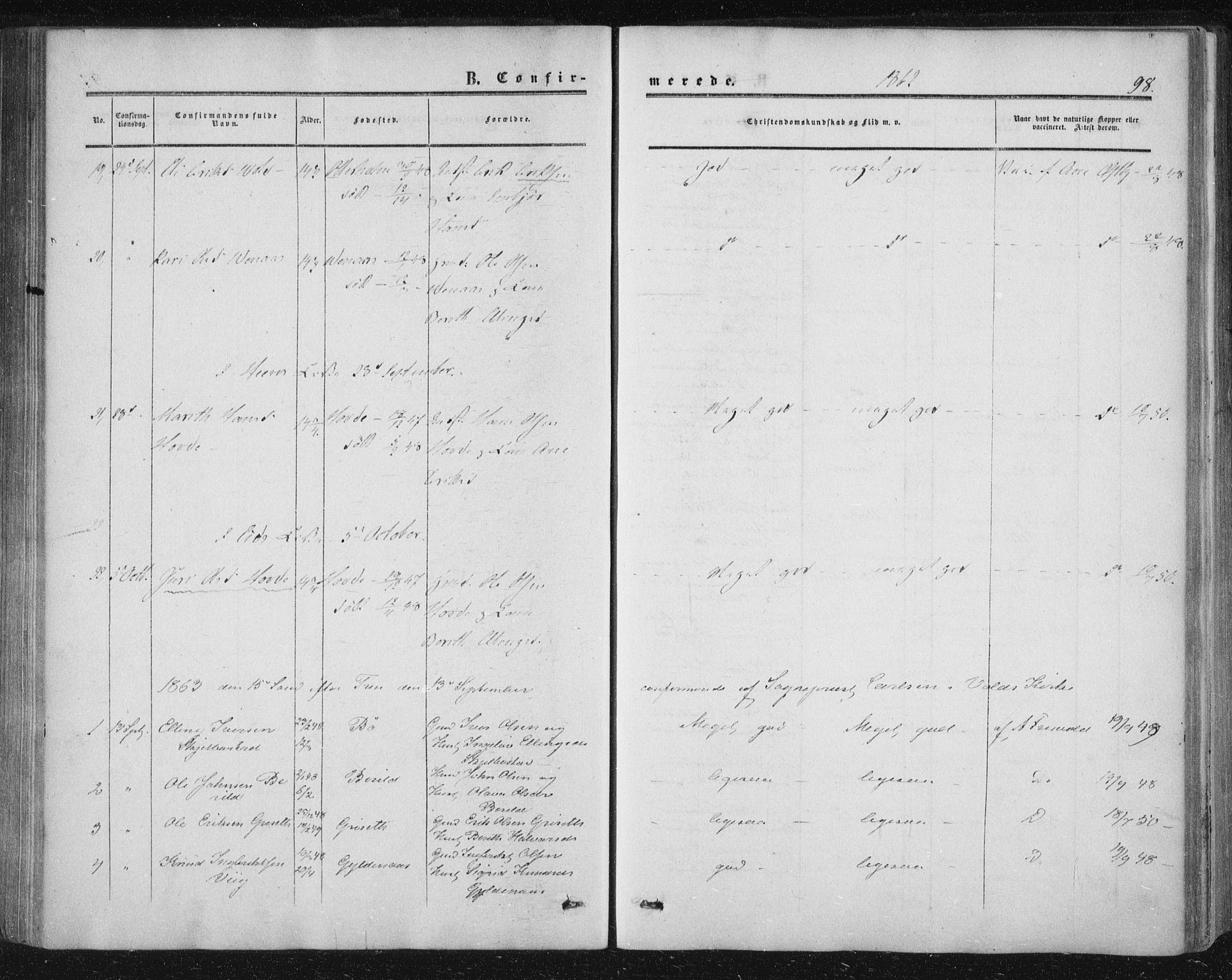 Ministerialprotokoller, klokkerbøker og fødselsregistre - Møre og Romsdal, AV/SAT-A-1454/543/L0562: Parish register (official) no. 543A02, 1854-1884, p. 98