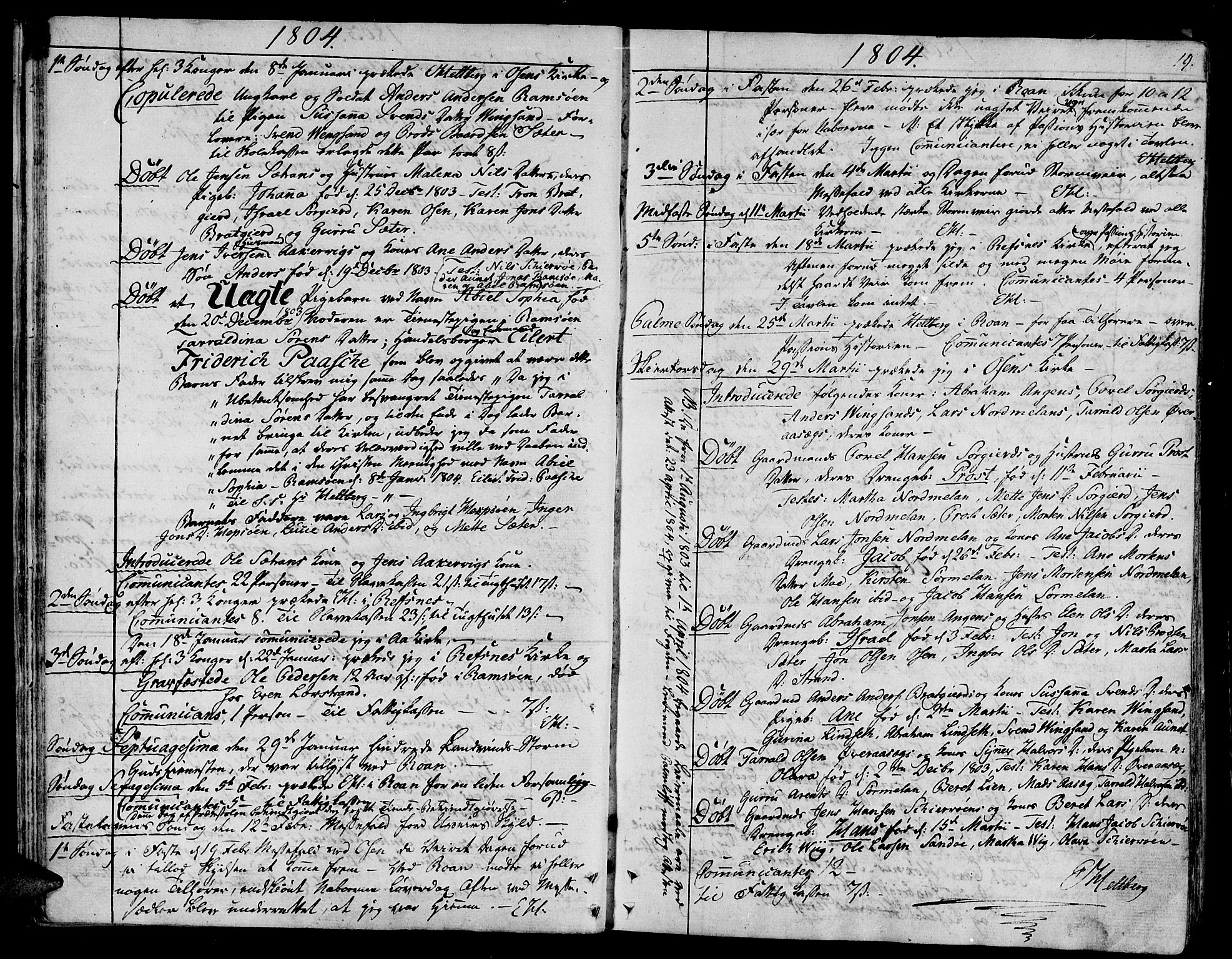 Ministerialprotokoller, klokkerbøker og fødselsregistre - Sør-Trøndelag, SAT/A-1456/657/L0701: Parish register (official) no. 657A02, 1802-1831, p. 19