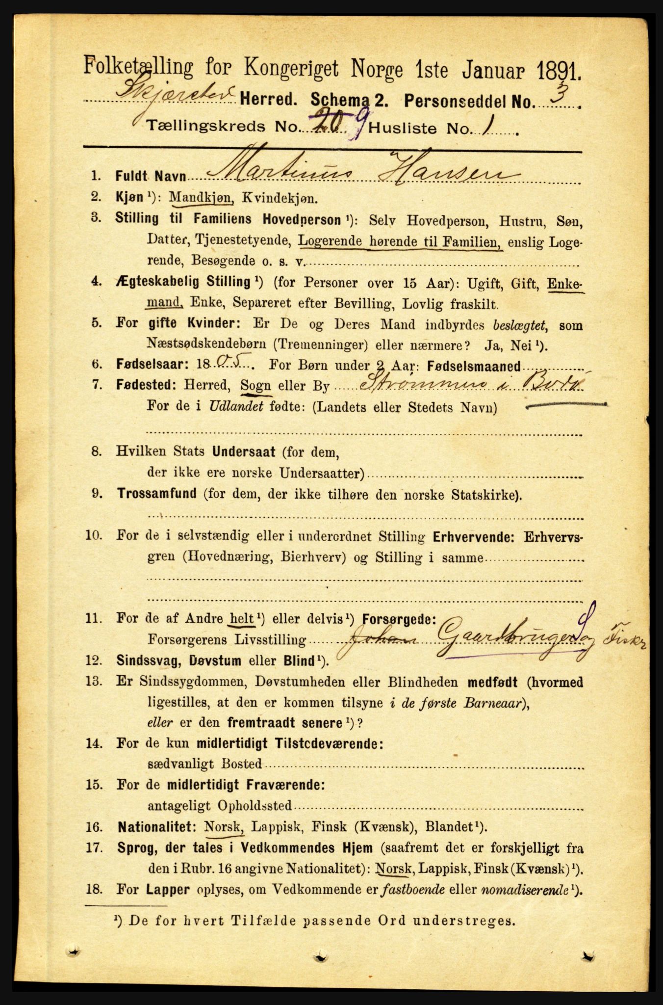 RA, 1891 census for 1842 Skjerstad, 1891, p. 3331