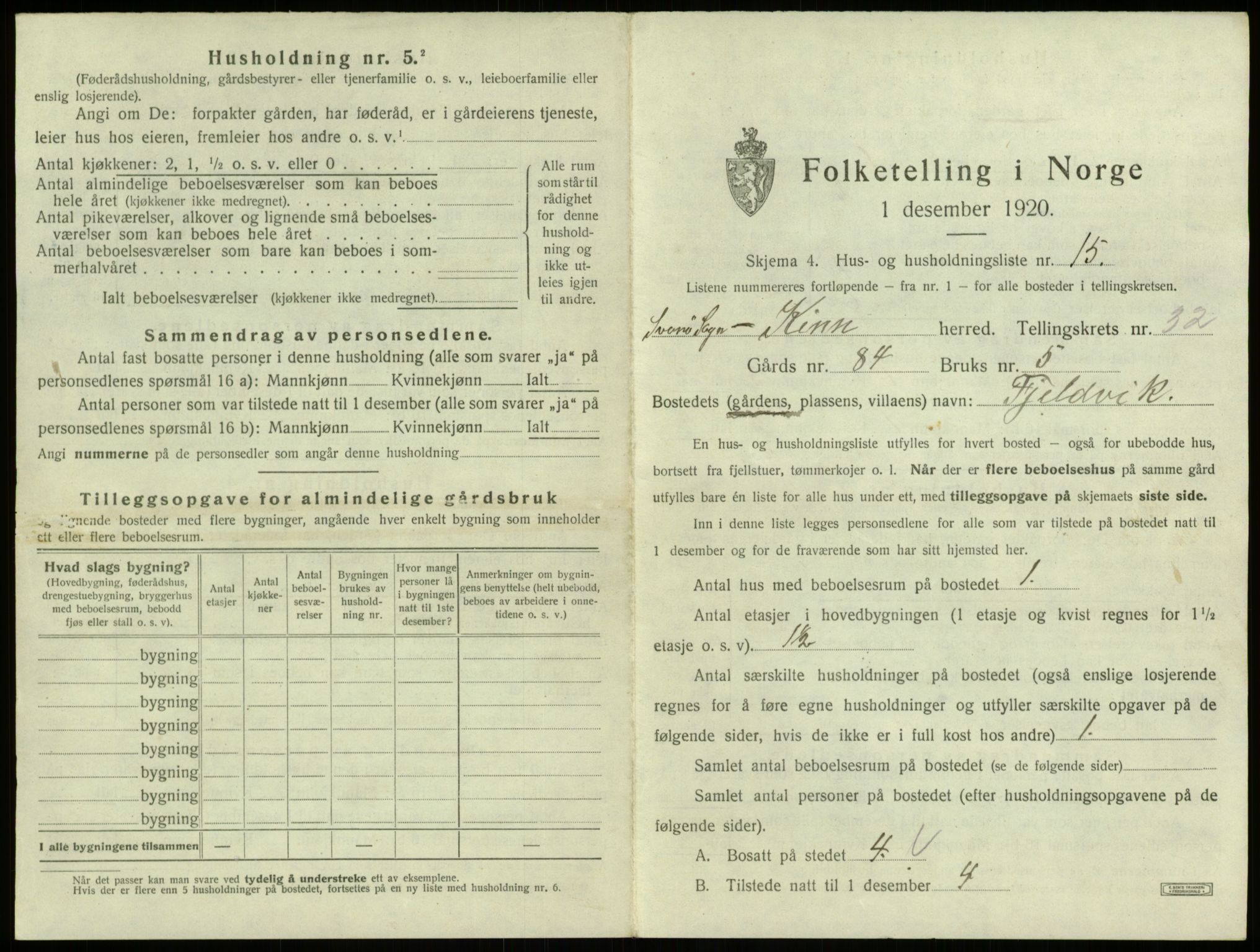 SAB, 1920 census for Kinn, 1920, p. 1589