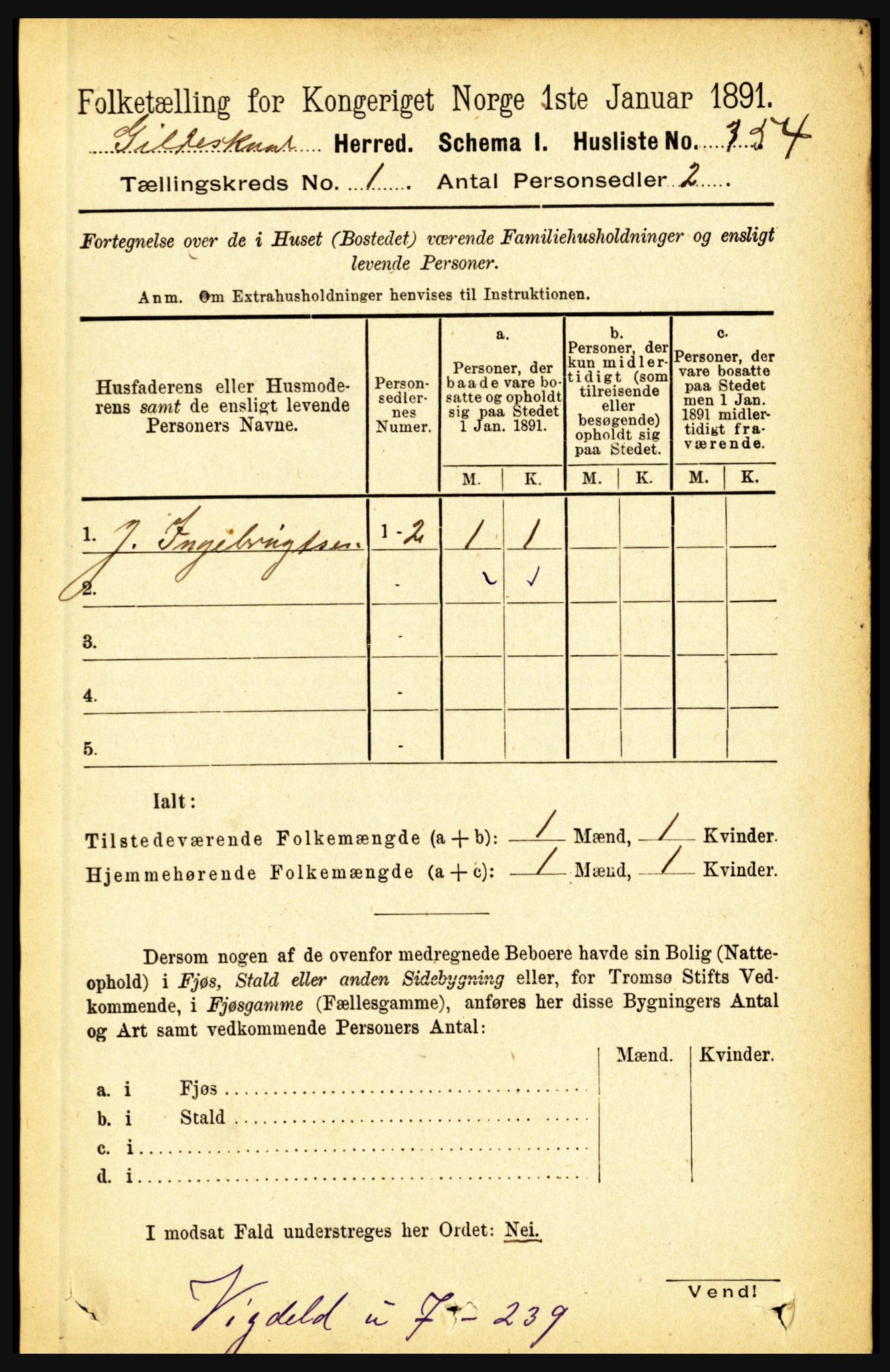 RA, 1891 census for 1838 Gildeskål, 1891, p. 90