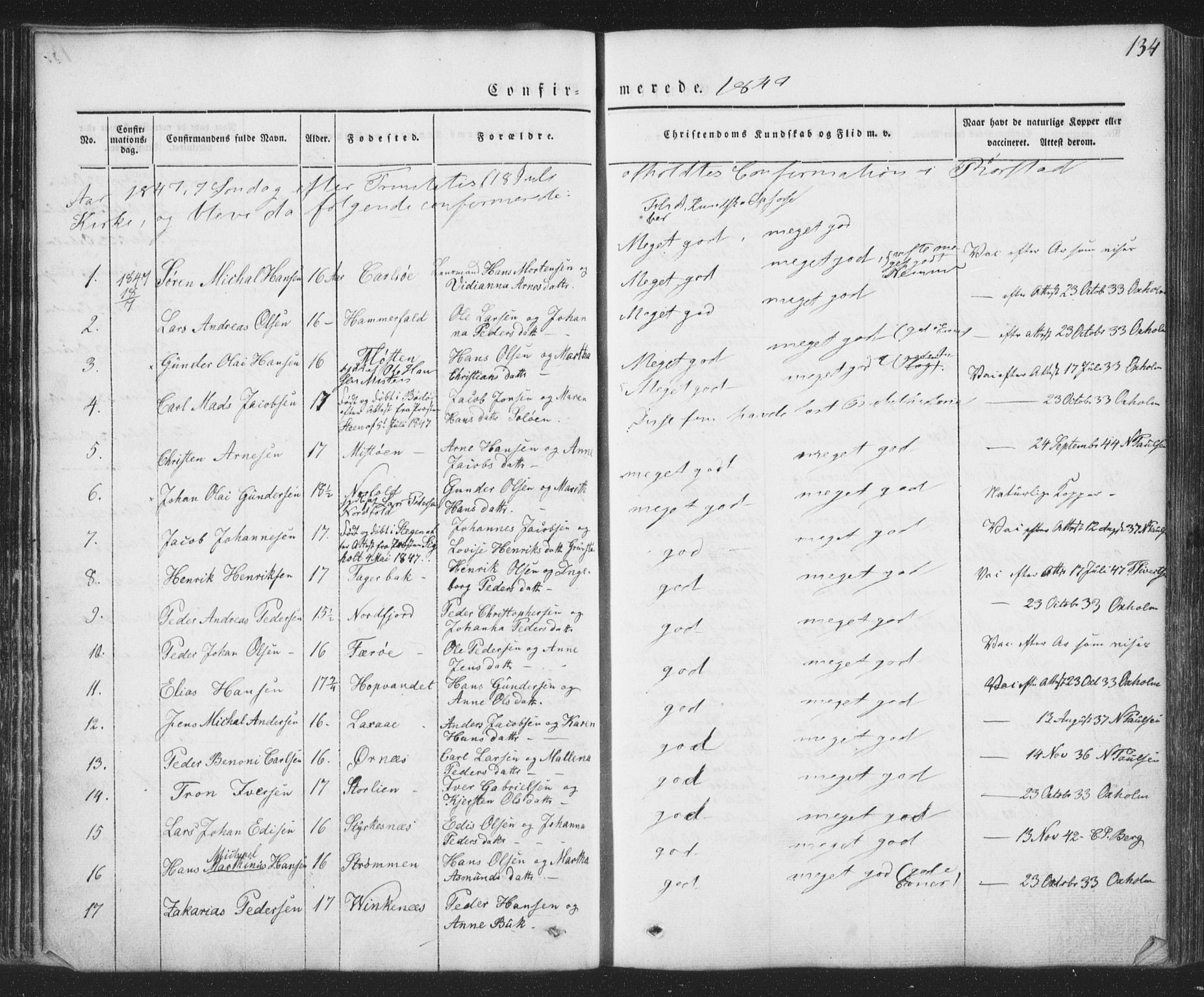 Ministerialprotokoller, klokkerbøker og fødselsregistre - Nordland, SAT/A-1459/853/L0769: Parish register (official) no. 853A08, 1836-1856, p. 134