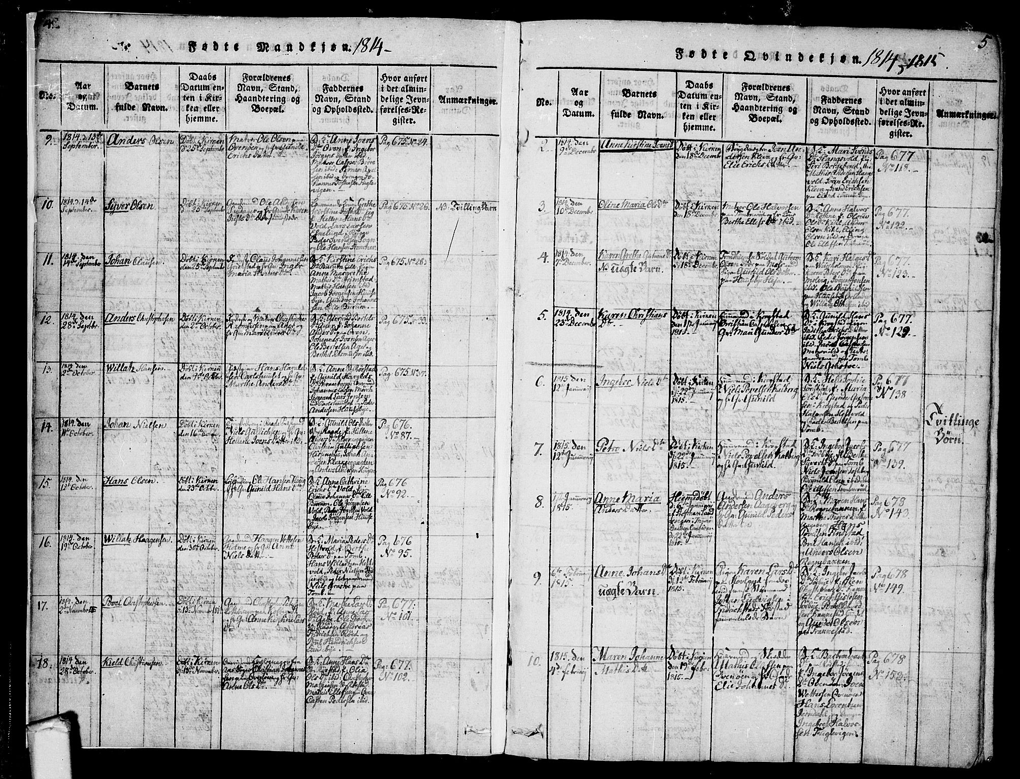 Råde prestekontor kirkebøker, AV/SAO-A-2009/F/Fa/L0004: Parish register (official) no. 4, 1814-1830, p. 4-5