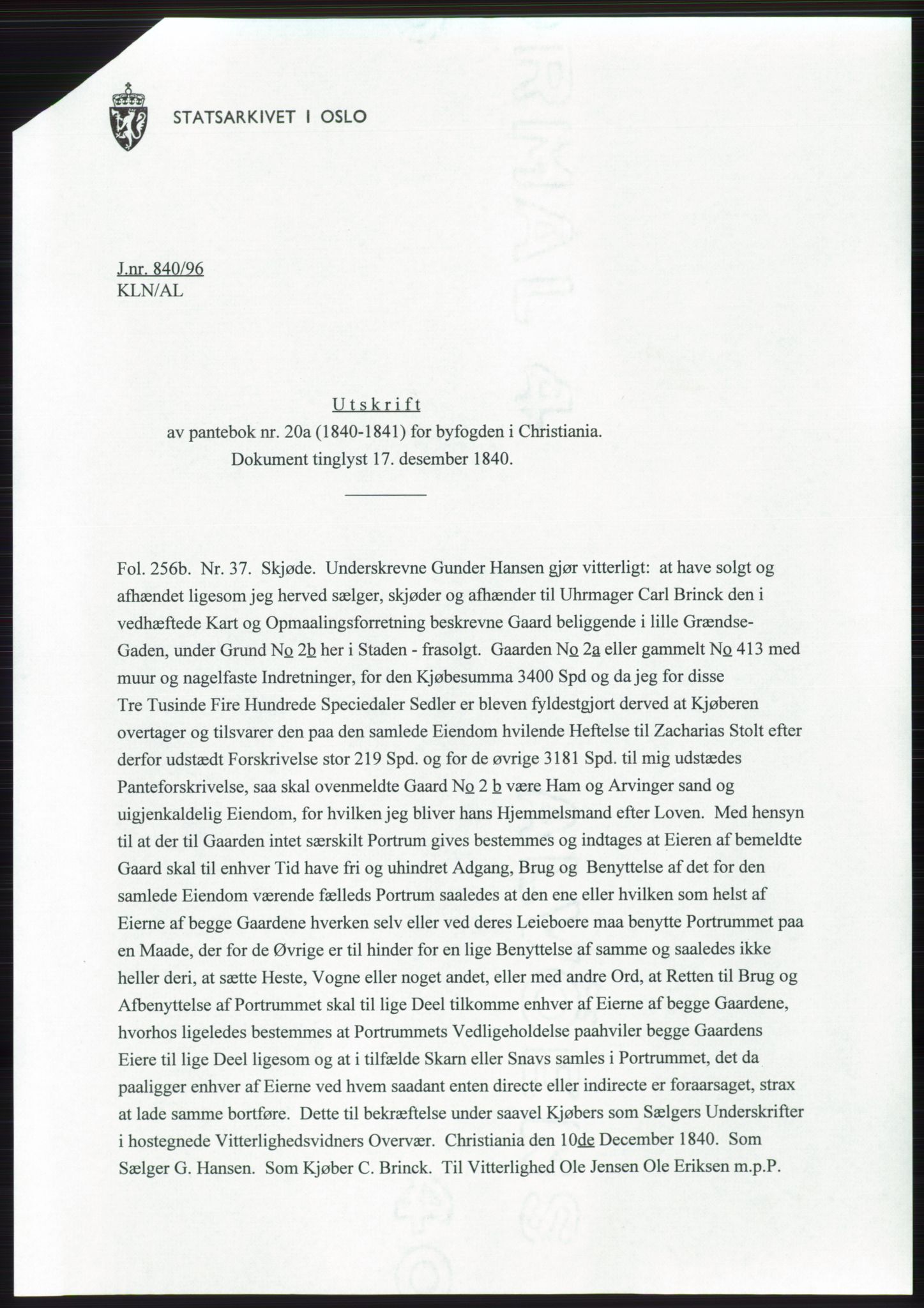 Statsarkivet i Oslo, SAO/A-10621/Z/Zd/L0050: Avskrifter, 1994-1998, p. 432