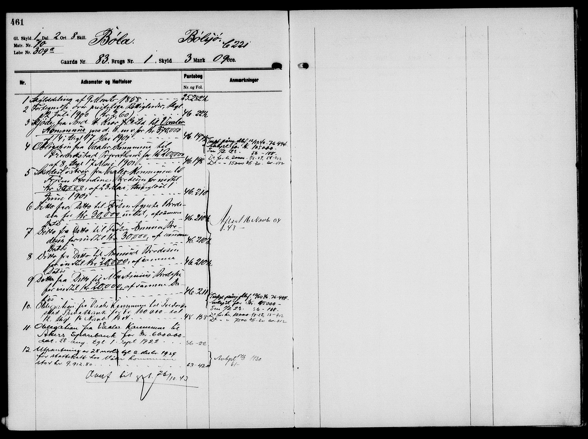 Solør tingrett, AV/SAH-TING-008/H/Ha/Hak/L0006: Mortgage register no. VI, 1900-1935, p. 461