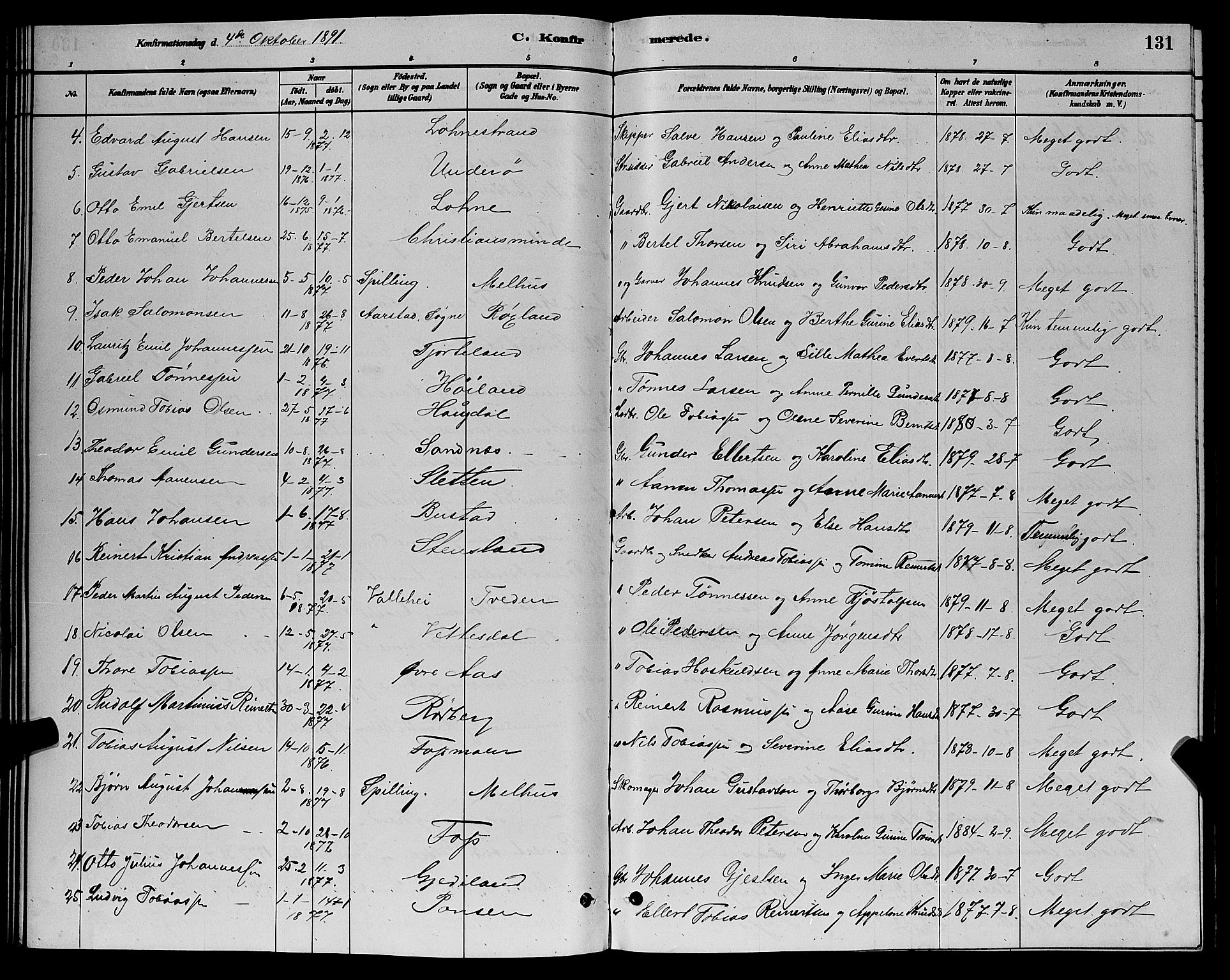 Sør-Audnedal sokneprestkontor, AV/SAK-1111-0039/F/Fb/Fbb/L0005: Parish register (copy) no. B 5, 1880-1892, p. 131